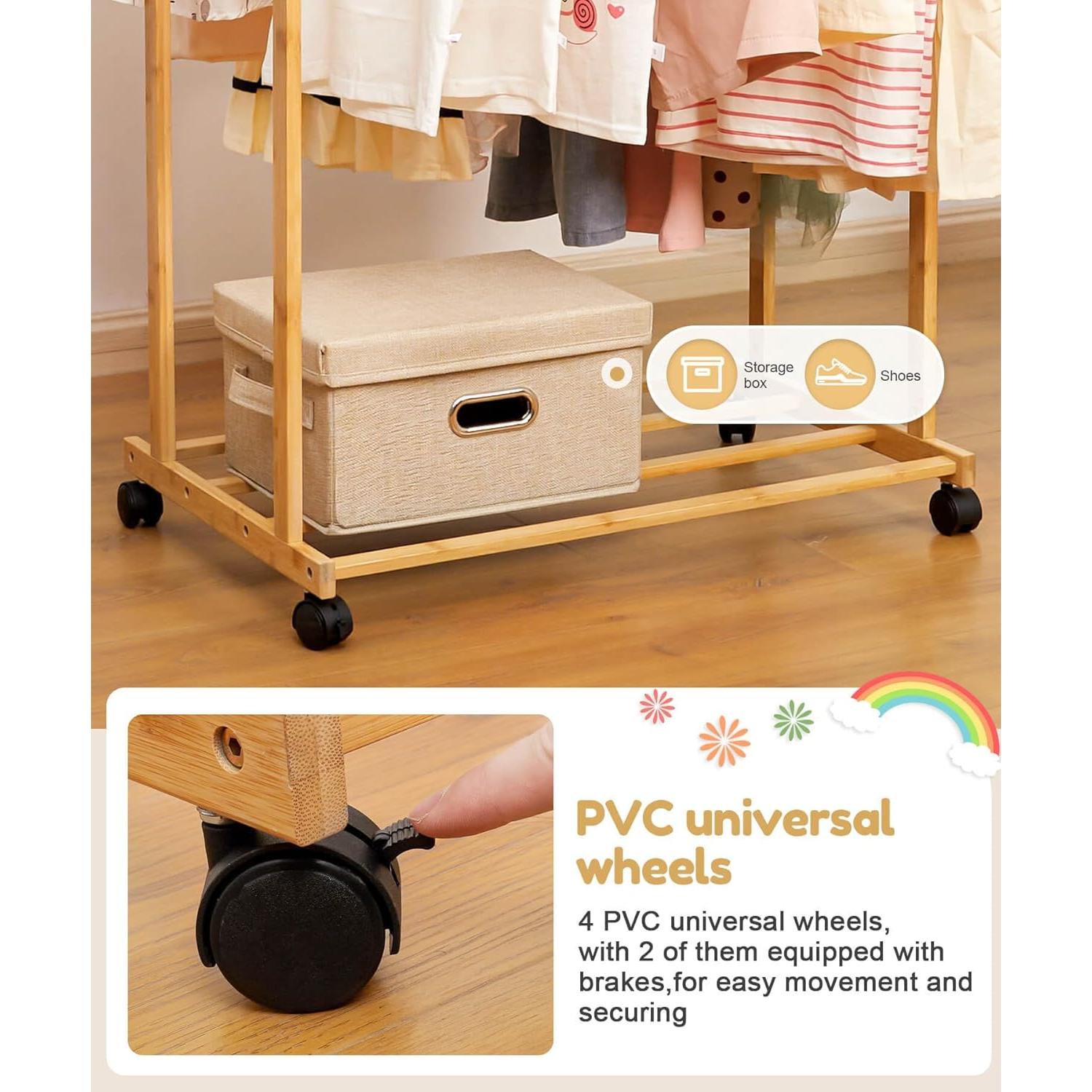 Perchero de Ropa para Niños Cozivolife de Bambú Natural