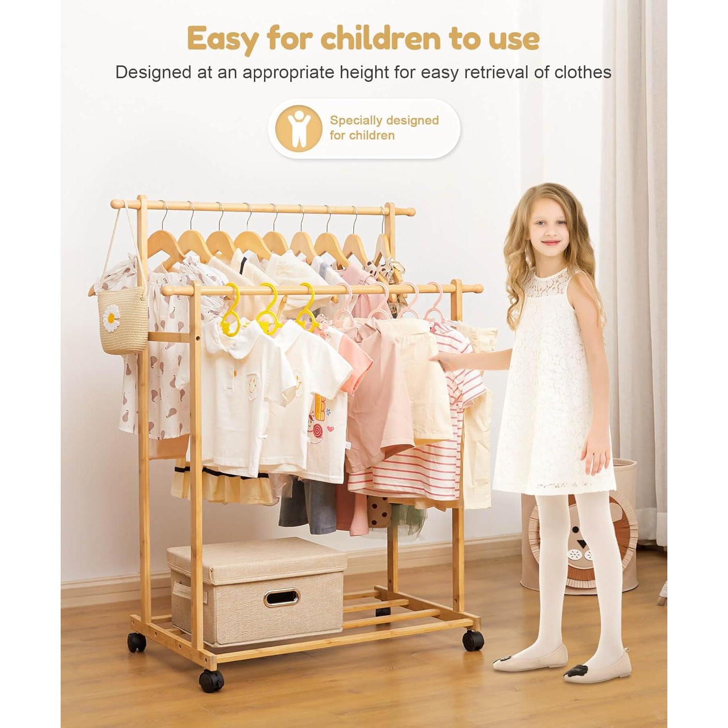 Perchero de Ropa para Niños Cozivolife de Bambú Natural