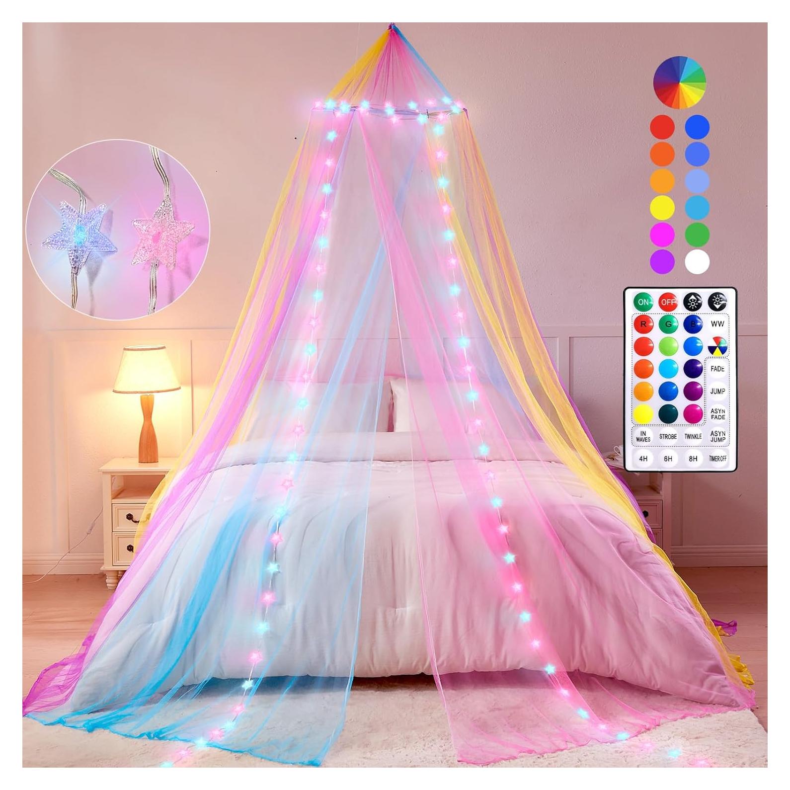 Dosel de Cama Arcoíris Lovelite con Luces LED para Niñas