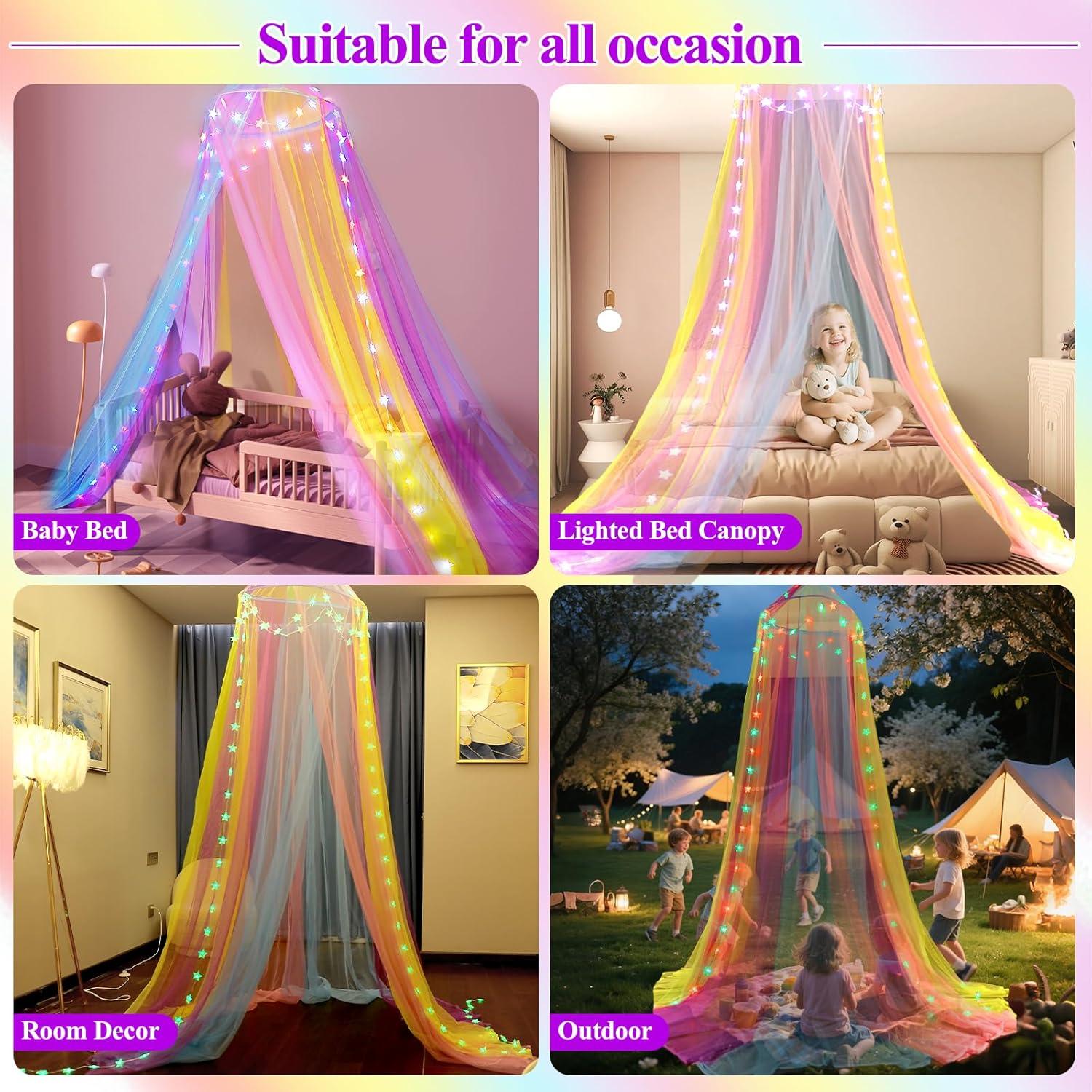 Dosel de Cama Arcoíris Lovelite con Luces LED para Niñas