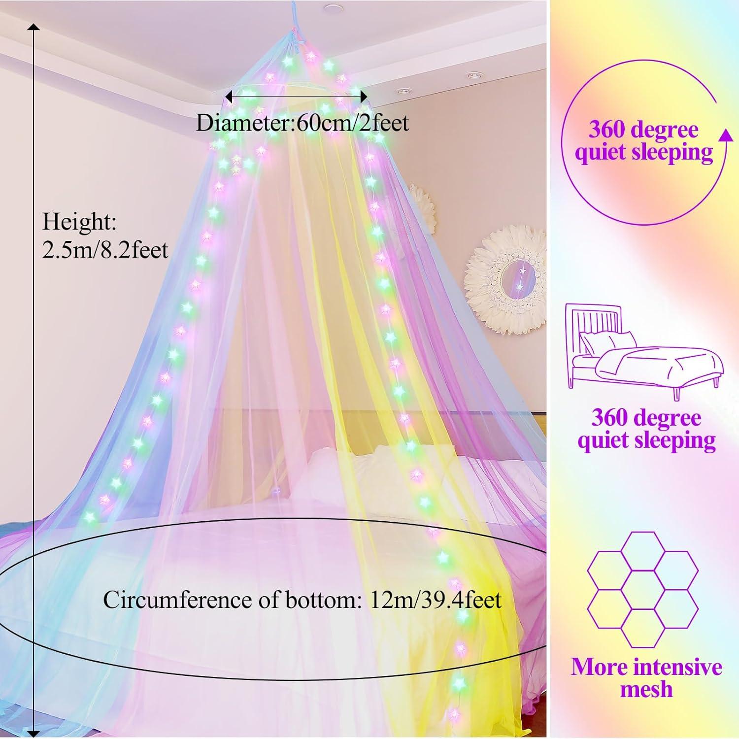 Dosel de Cama Arcoíris Lovelite con Luces LED para Niñas