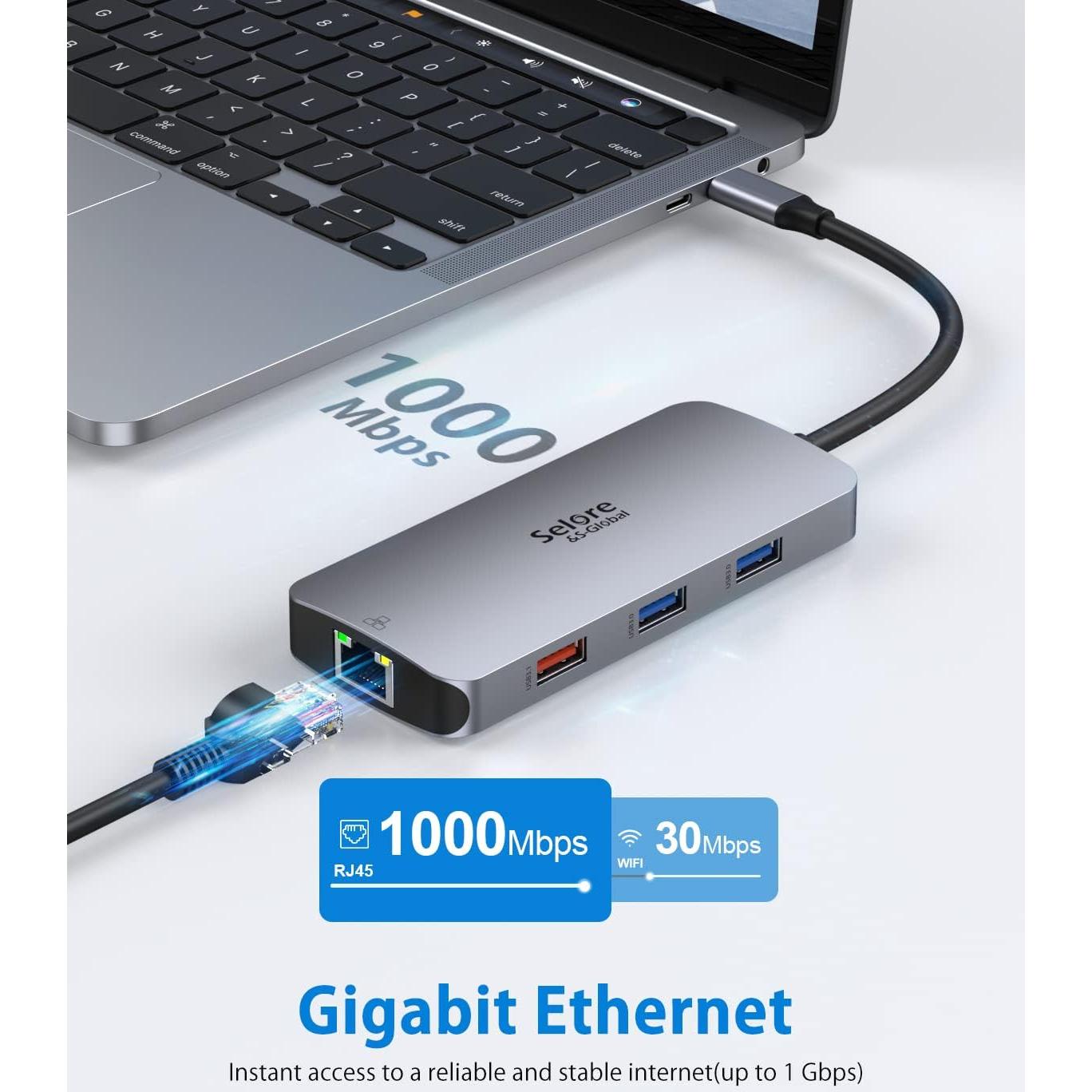 Hub USB-C Selore 9 en 1 para MacBook Pro/Air 4K HDMI