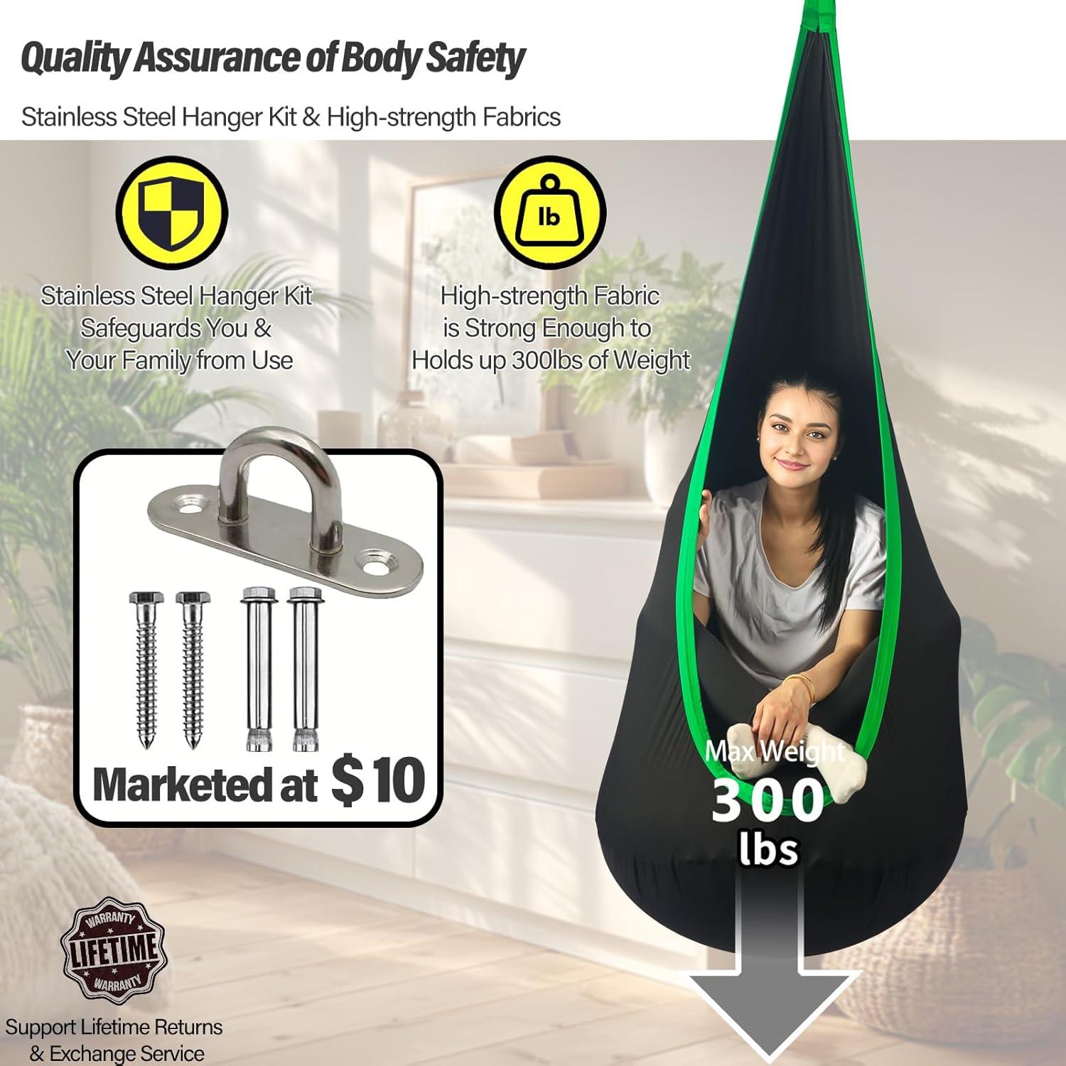 Columpio Sensorial HiChrote Negro 136 kg 160x84 cm Interior/Exterior