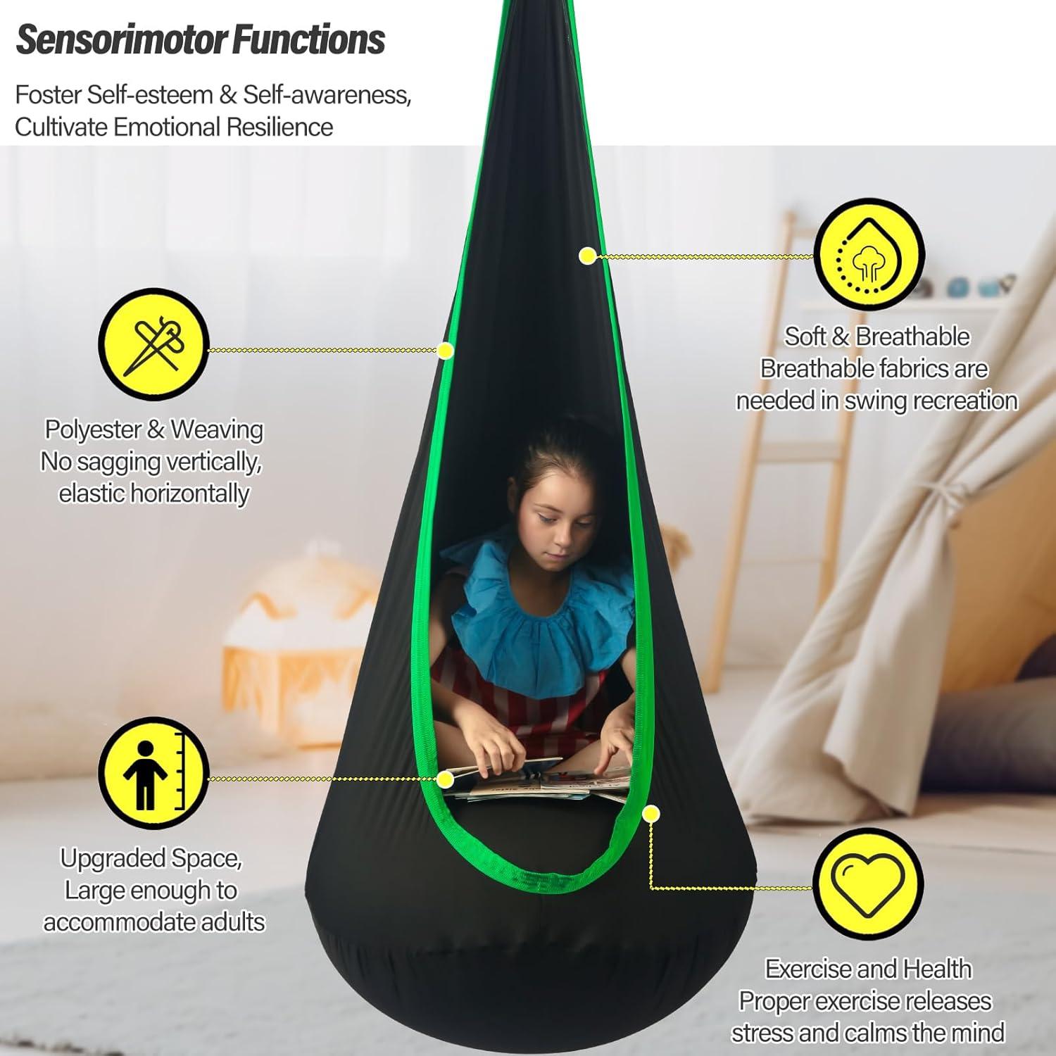 Columpio Sensorial HiChrote Negro 136 kg 160x84 cm Interior/Exterior