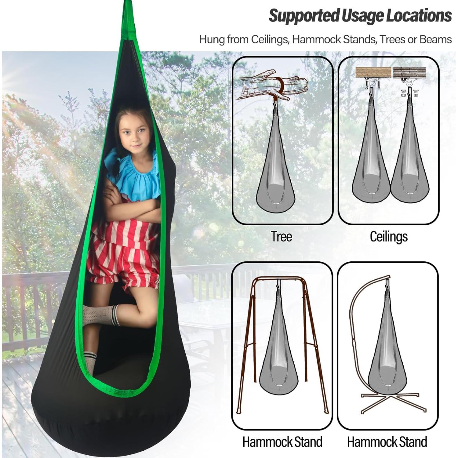 Columpio Sensorial HiChrote Negro 136 kg 160x84 cm Interior/Exterior