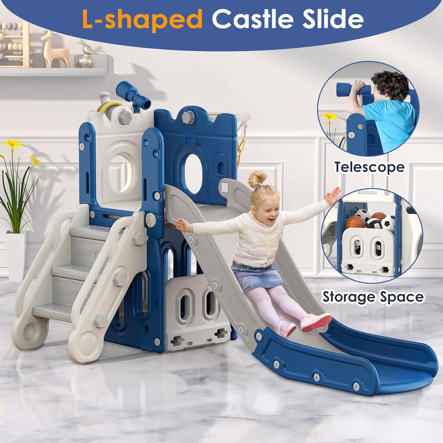 Tobogán 7 en 1 BIERUM para Niños Pequeños Azul Gris