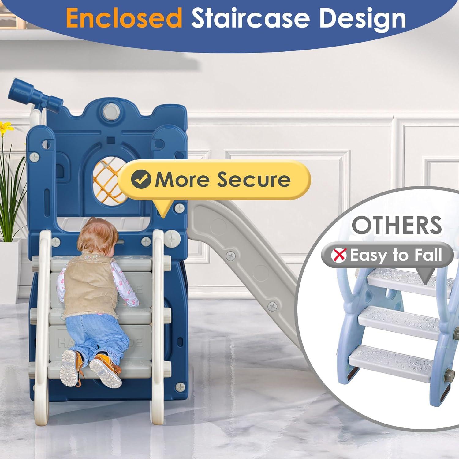 Tobogán 7 en 1 BIERUM para Niños Pequeños Azul Gris