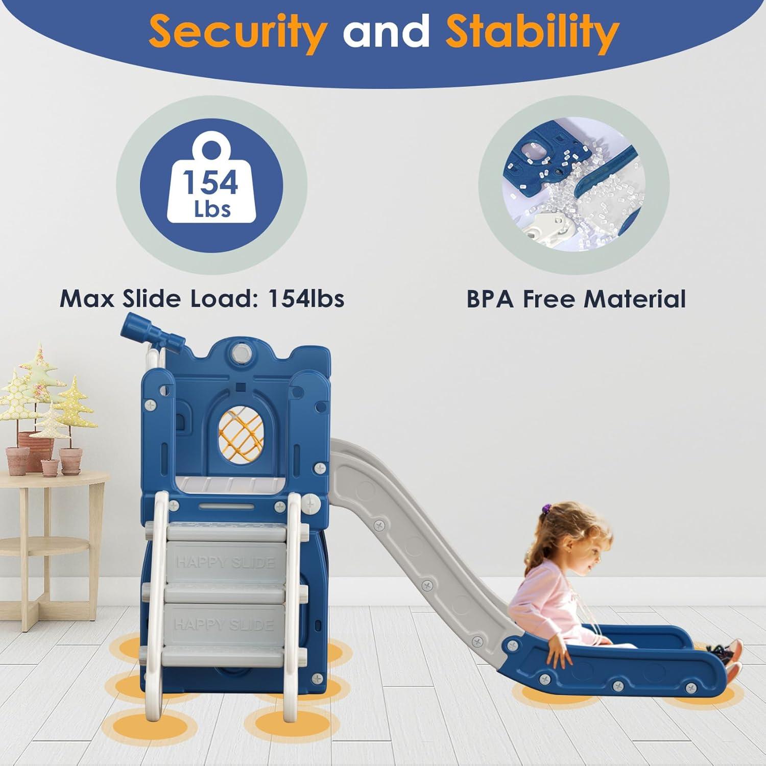 Tobogán 7 en 1 BIERUM para Niños Pequeños Azul Gris