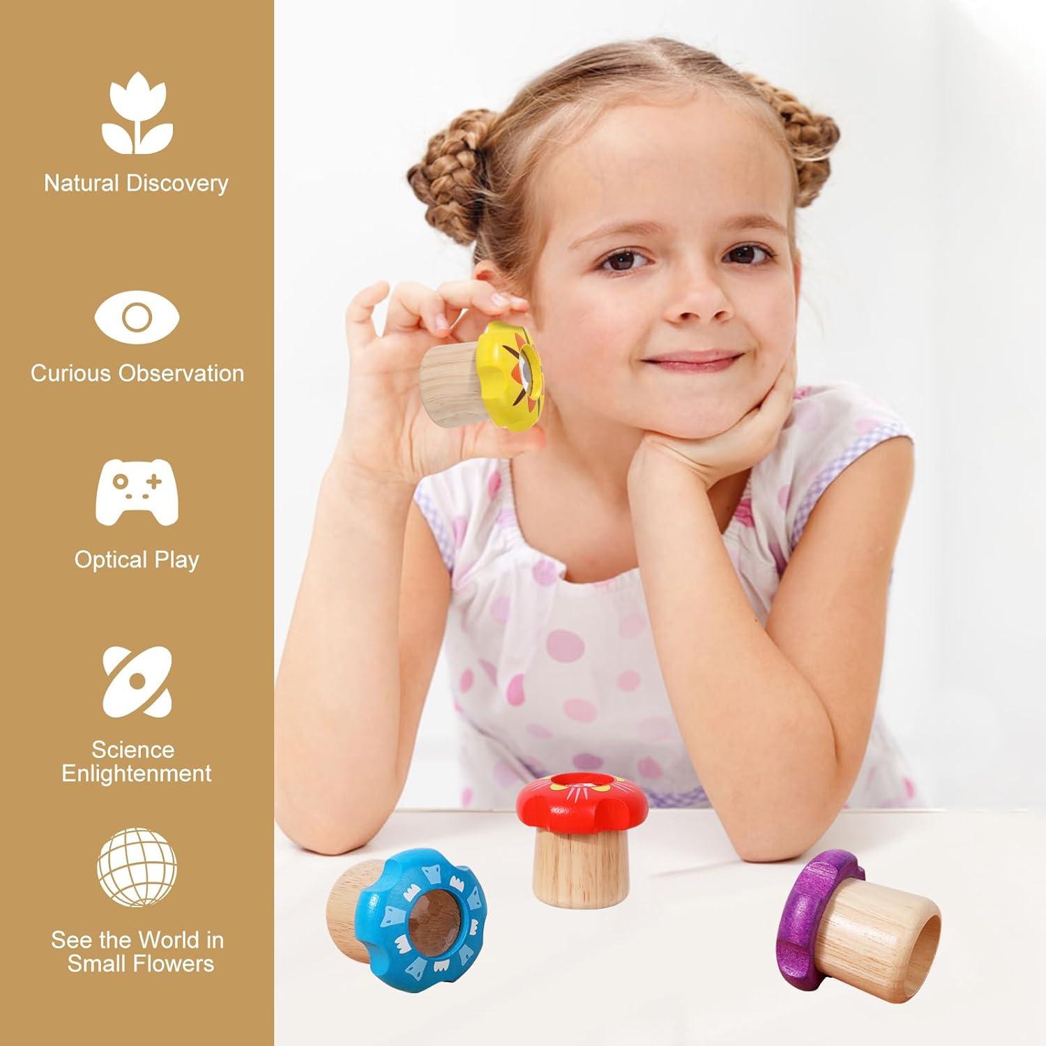 Kaleidoscopio de Madera WODI para Niños - Juguete Educativo Azul