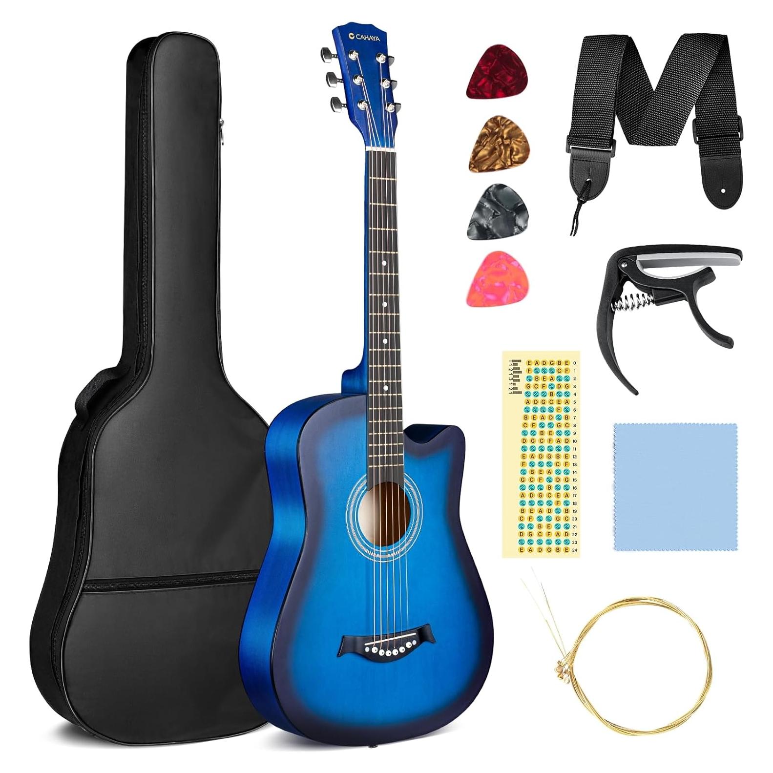 Guitarra Acústica CAHAYA 38" Cutaway Todo Madera Kit Inicio