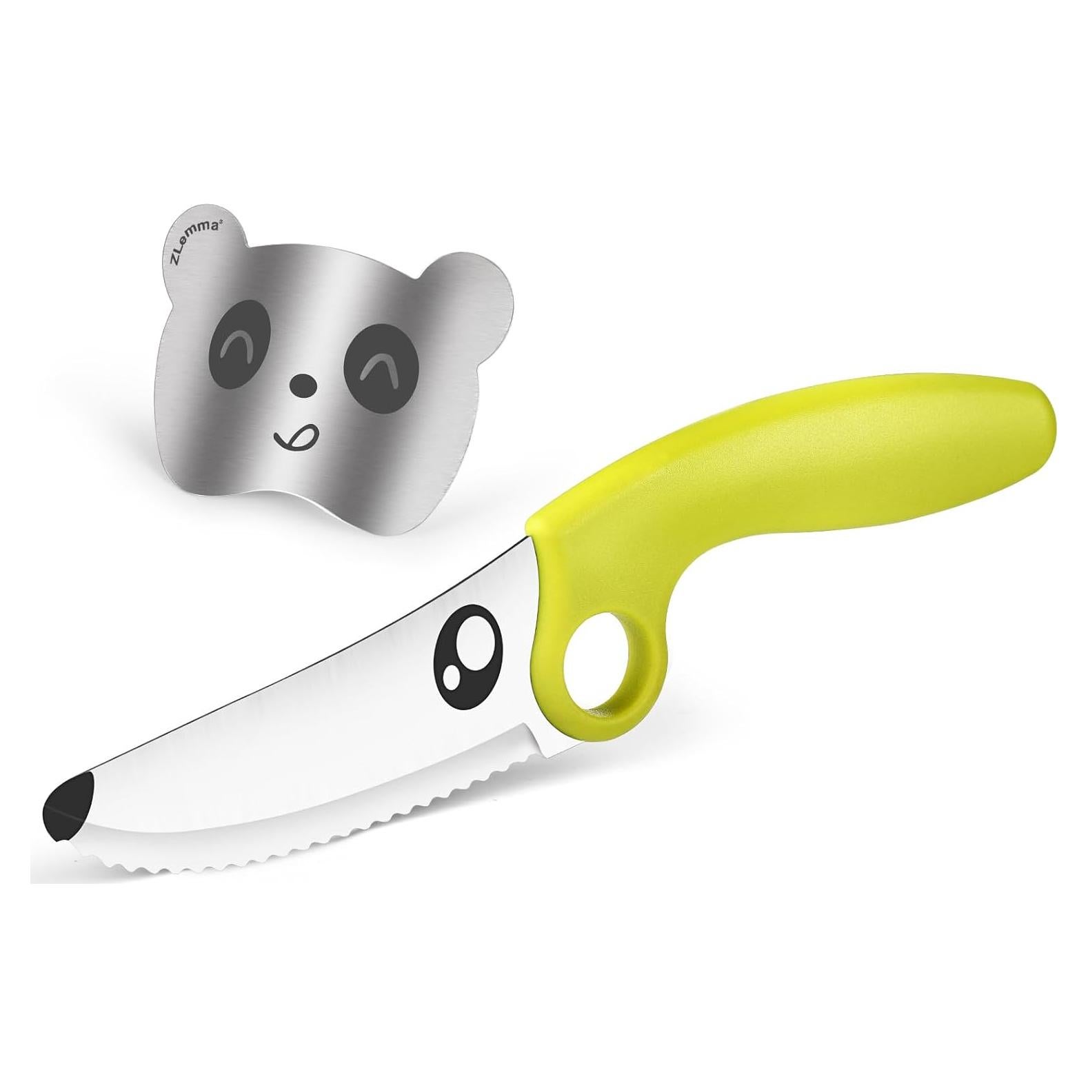 Cuchillo de cocina para niños ZLemma con anillo educativo verde