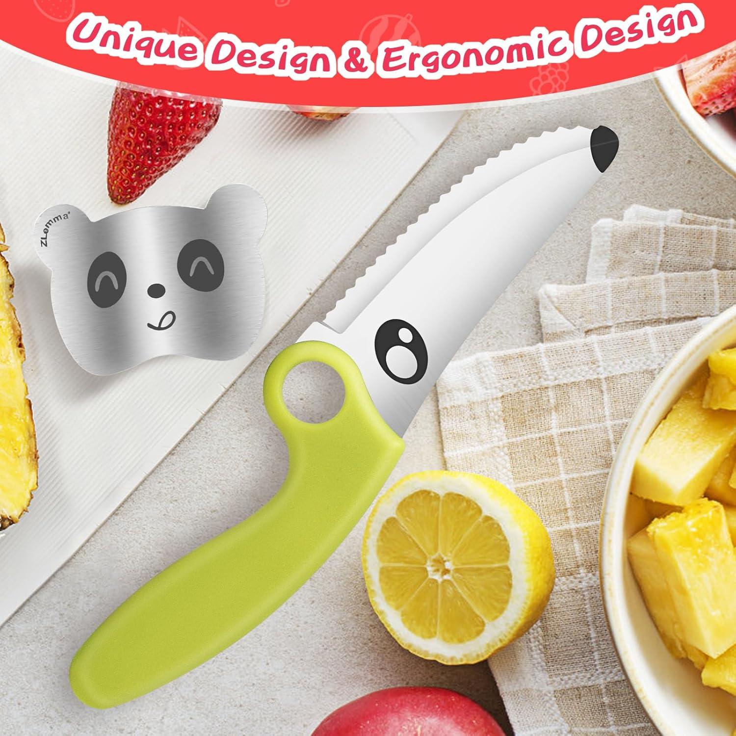 Cuchillo de cocina para niños ZLemma con anillo educativo verde