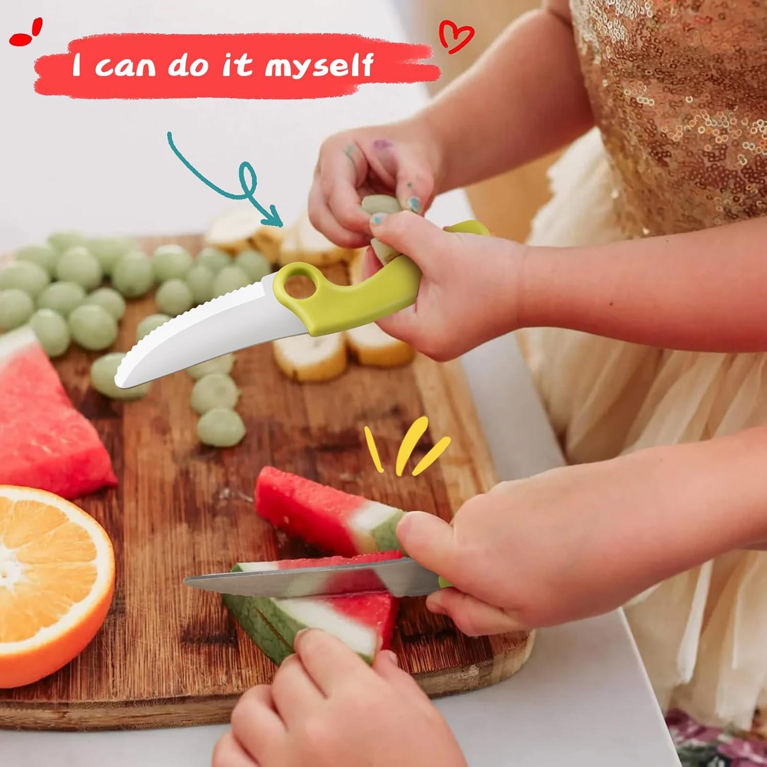 Cuchillo de cocina para niños ZLemma con anillo educativo verde