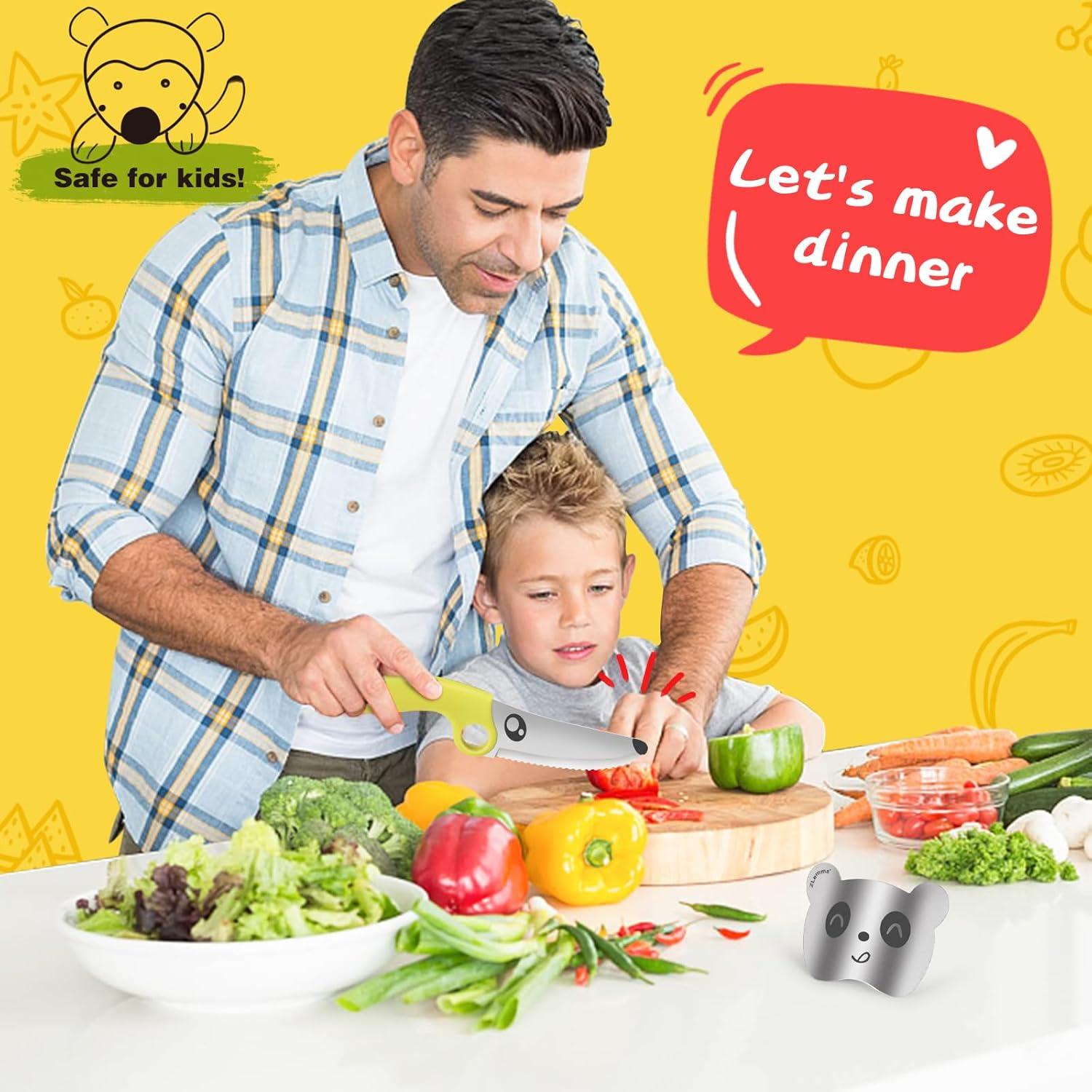Cuchillo de cocina para niños ZLemma con anillo educativo verde