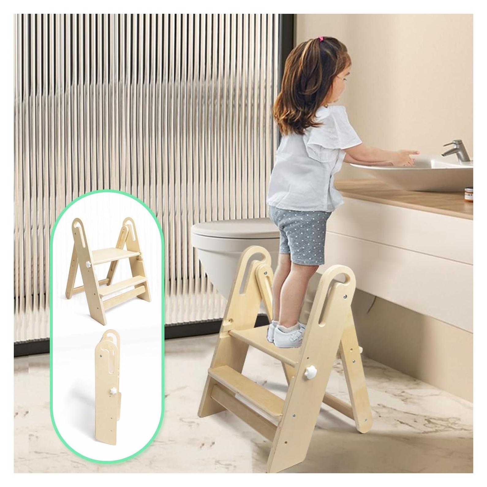 Taburete Plegable Ajustable WOOD CITY para Niños 2 Escalones