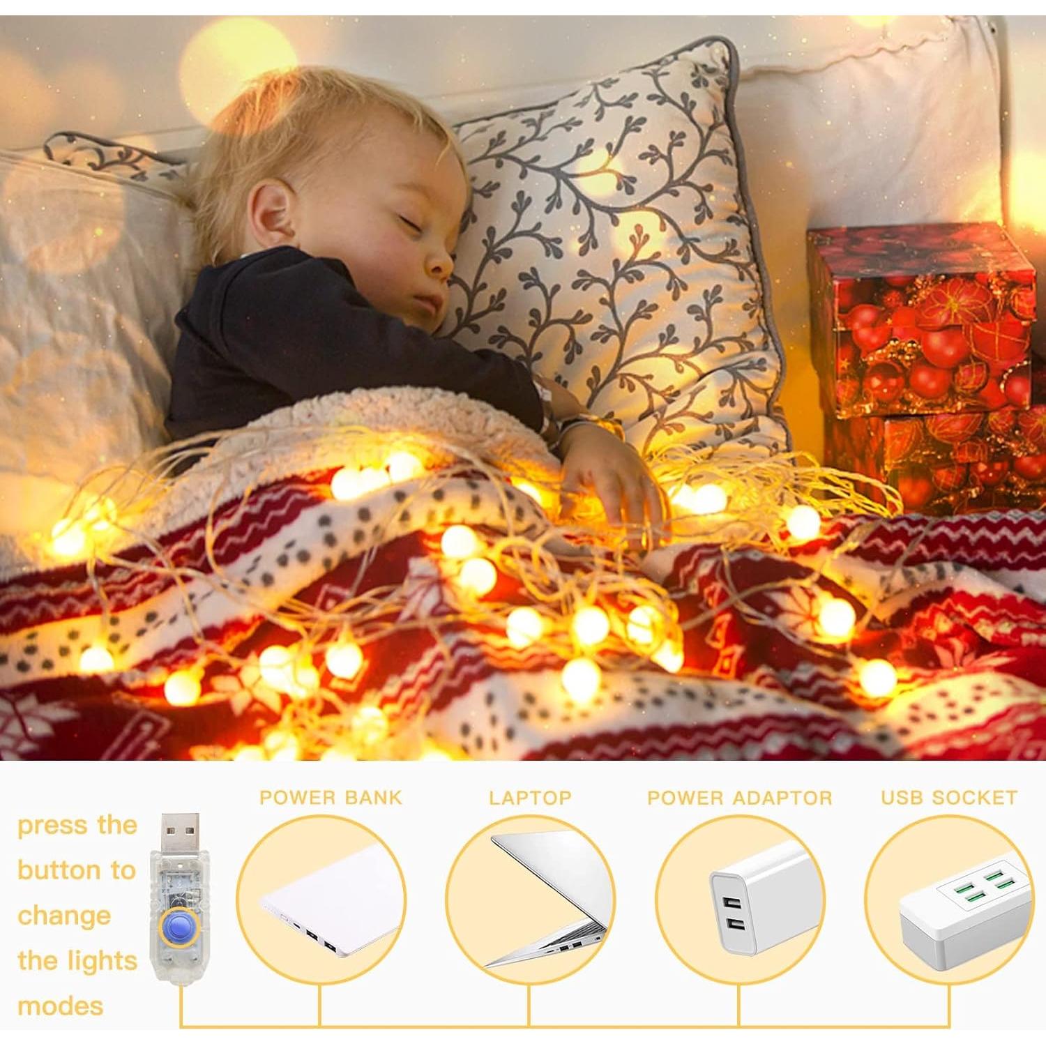 Luces de Cuerda Suddus 50 LED USB Blanco Cálido Decorativas