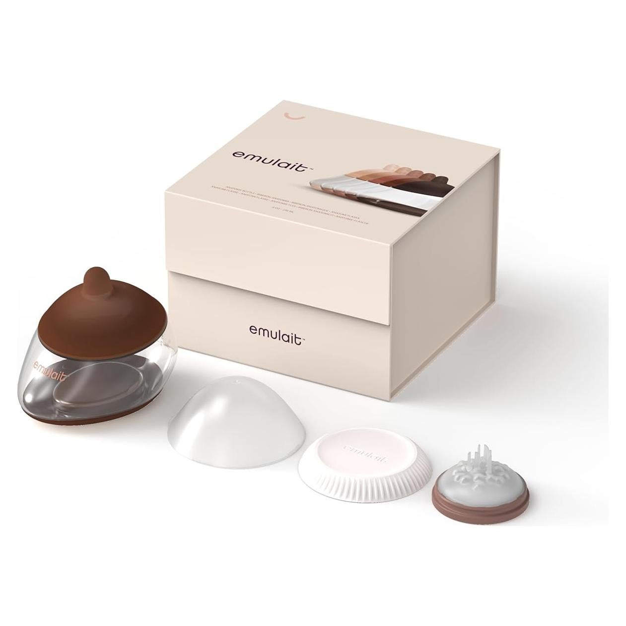 Botella Anti-Cólico Emulait 240ml - Forma de Pecho - Válvula Flujo Responsivo