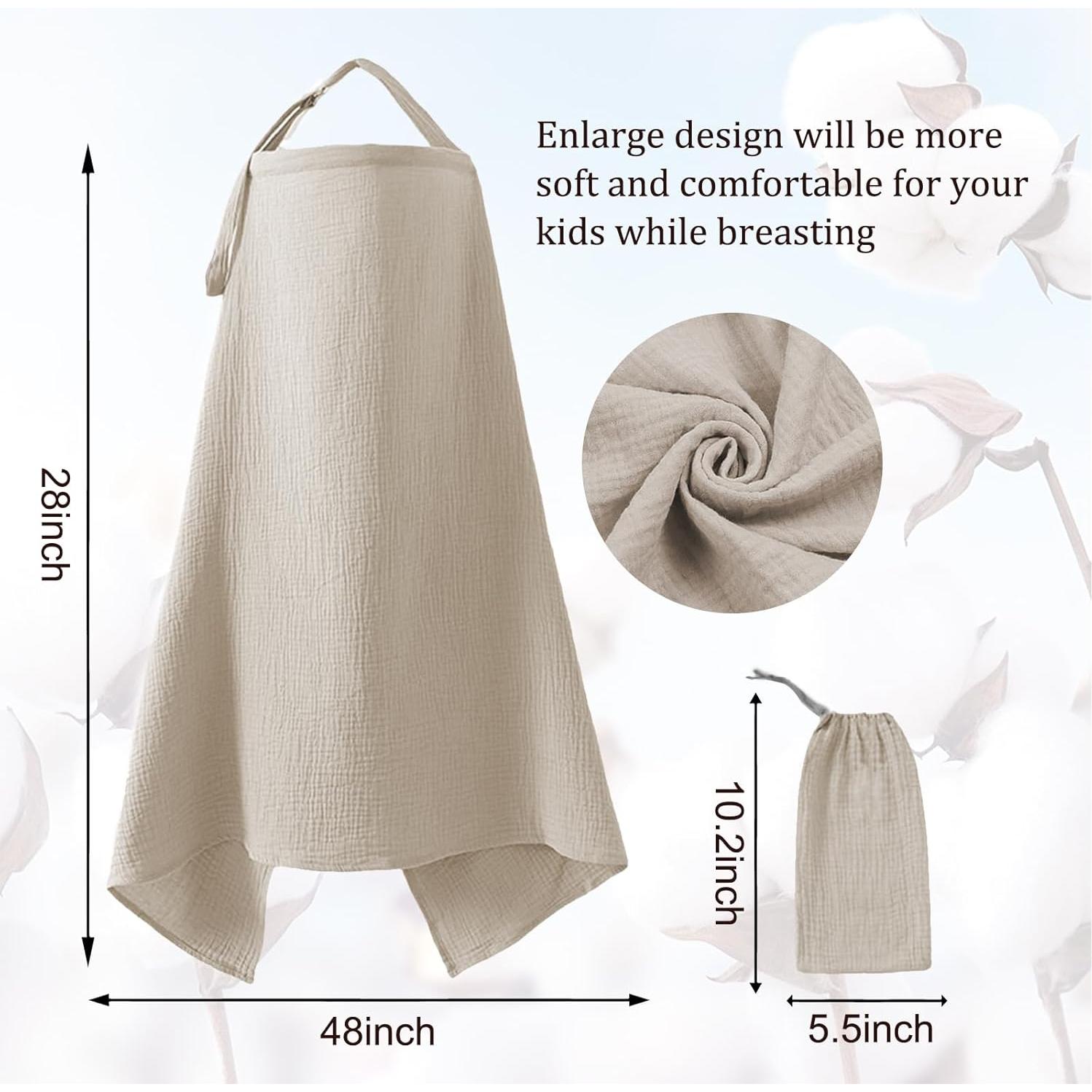 Cubierta de Lactancia 100% Algodón Caqui con Aro Ajustable