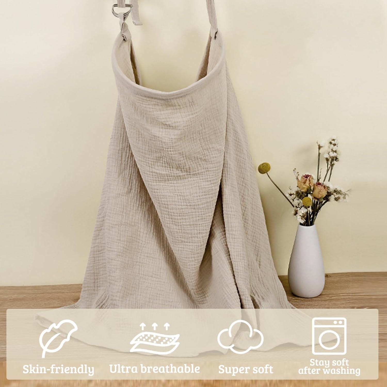 Cubierta de Lactancia 100% Algodón Caqui con Aro Ajustable