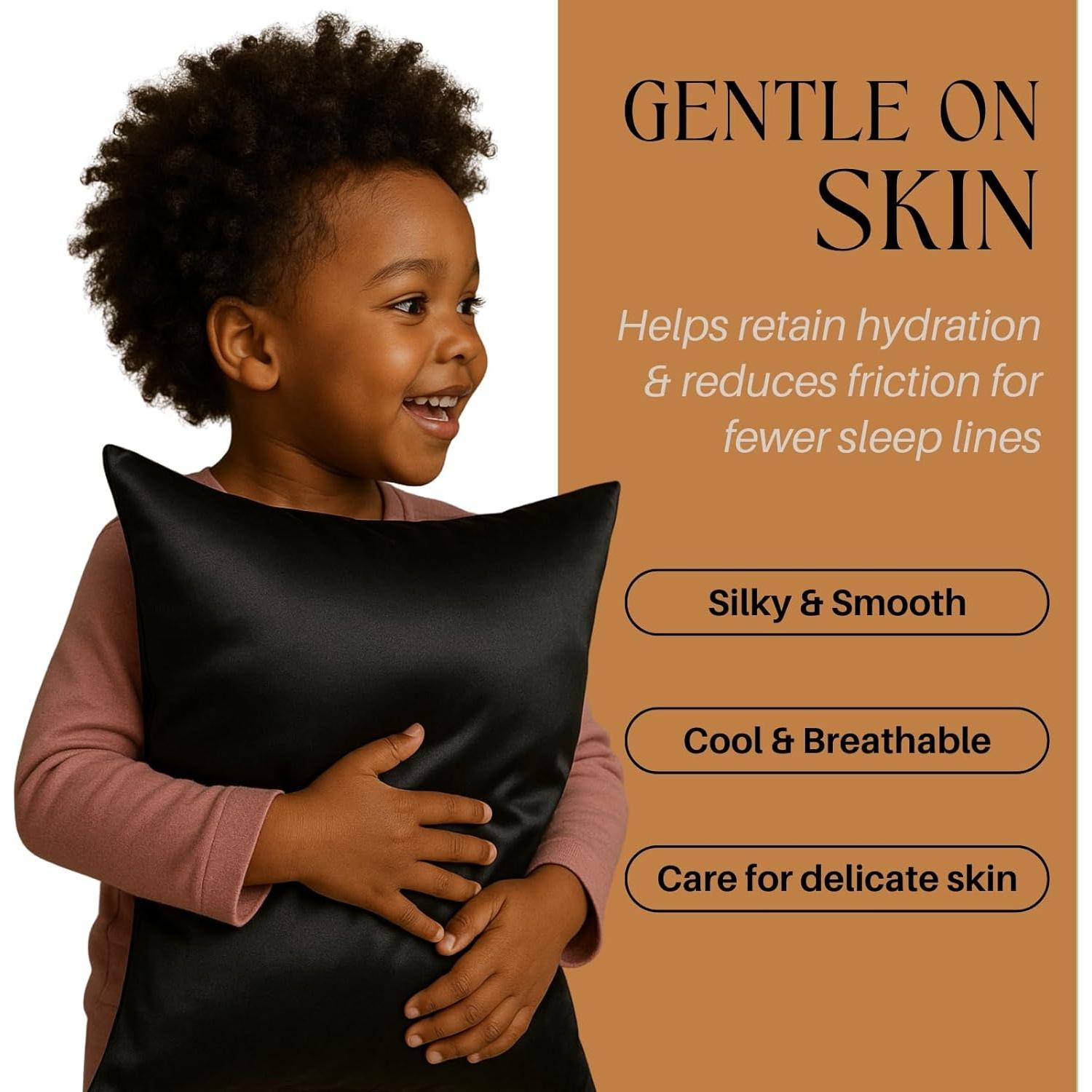 Juego de 2 Fundas de Almohada de Satén LCBD 33x46 cm Negro