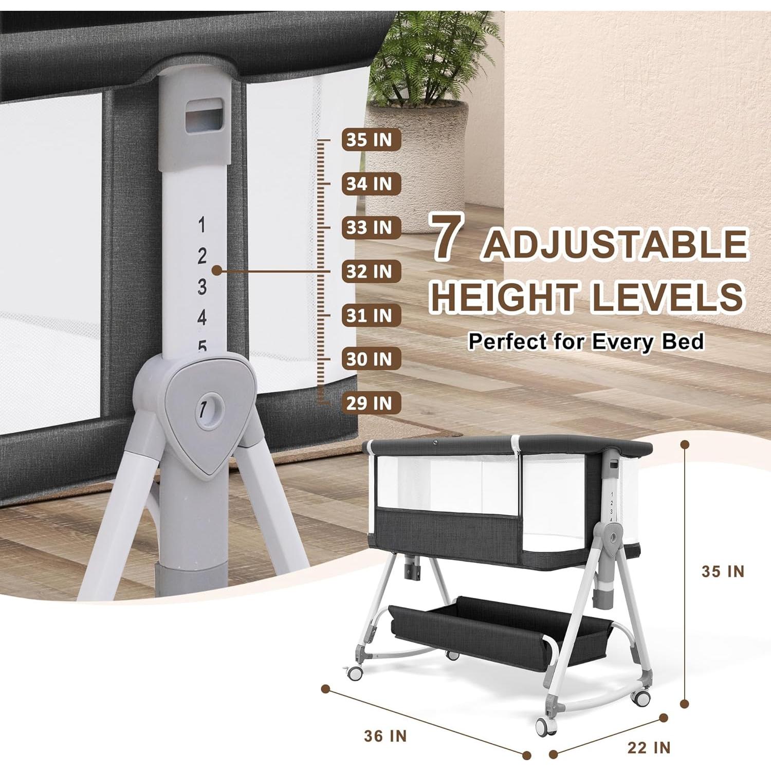 Cuna de lado para bebé Donpemu 3 en 1 ajustable negra