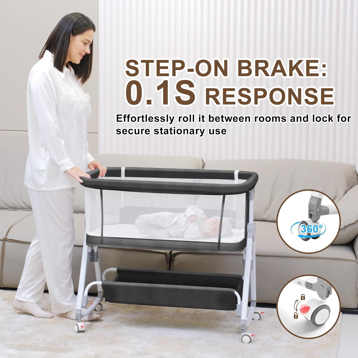 Cuna de lado para bebé Donpemu 3 en 1 ajustable negra