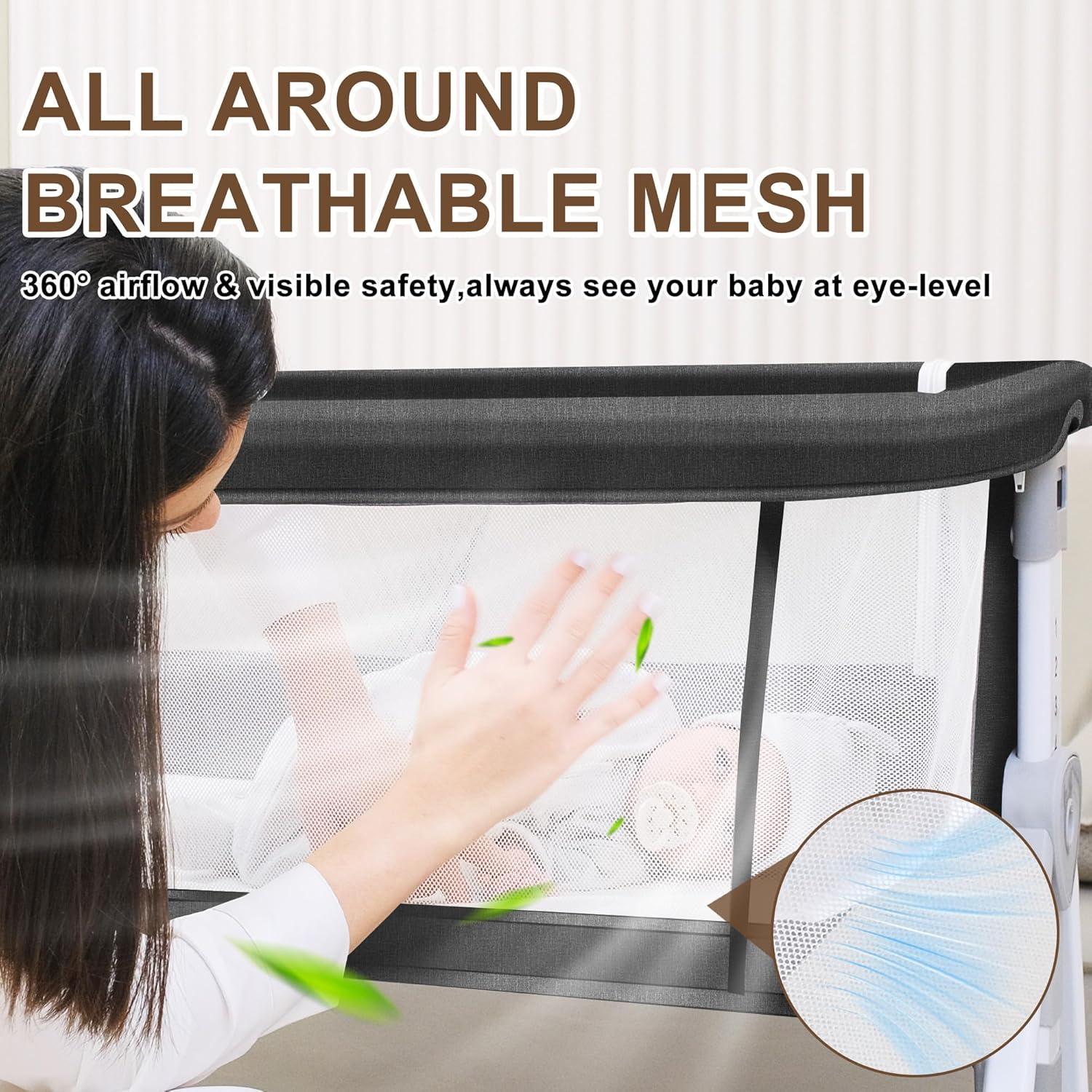 Cuna de lado para bebé Donpemu 3 en 1 ajustable negra