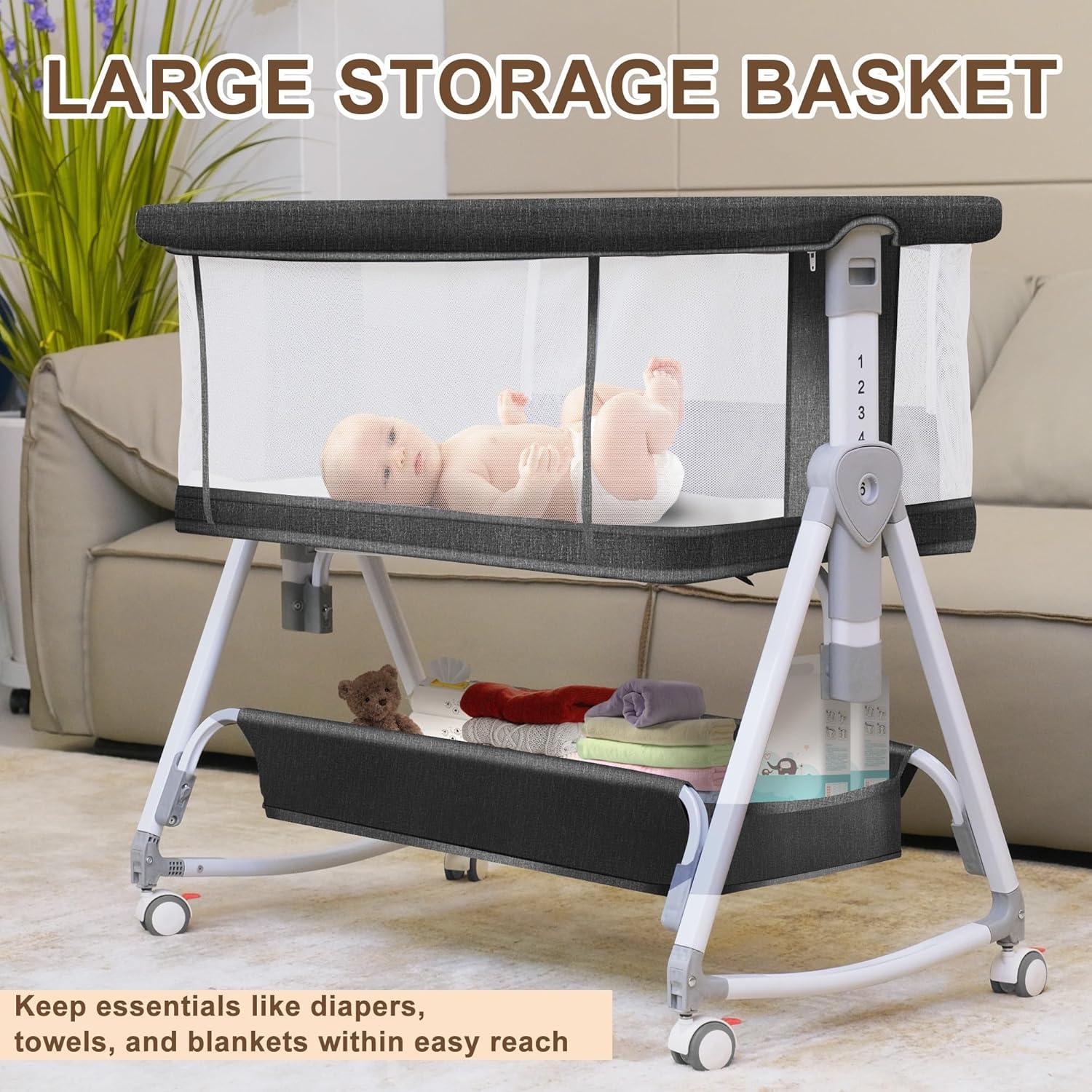 Cuna de lado para bebé Donpemu 3 en 1 ajustable negra