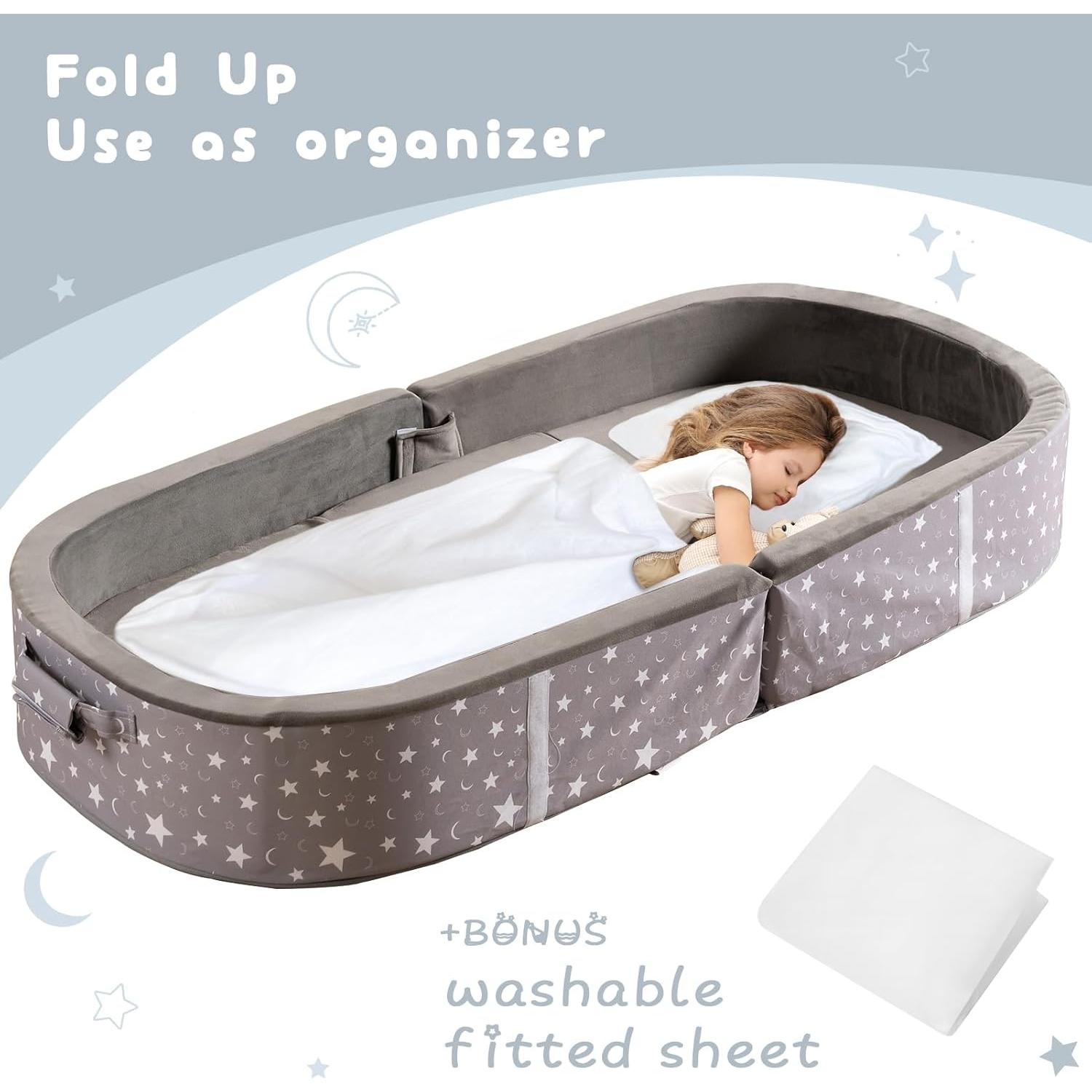 Cama de viaje portátil BYBYME - Cuna plegable impermeable 134.6x63.5 cm