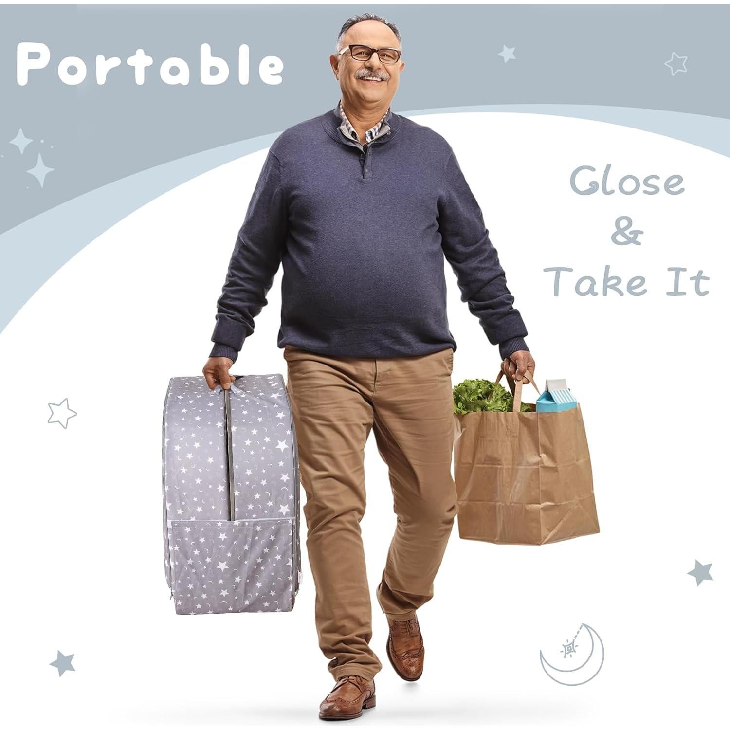 Cama de viaje portátil BYBYME - Cuna plegable impermeable 134.6x63.5 cm