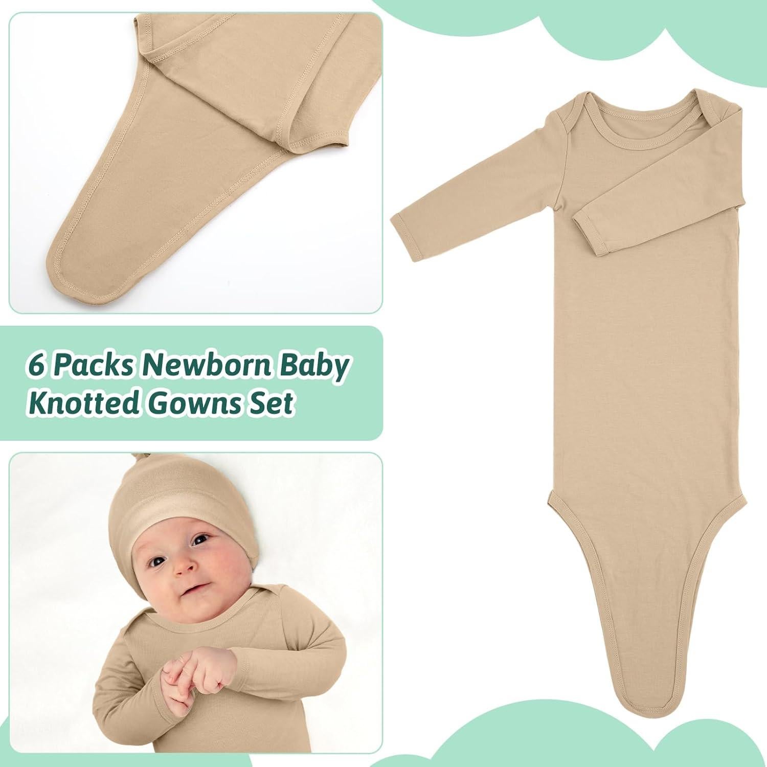 Conjunto de 6 Gowns Anudados Cuffbow para Bebés 0-6 Meses