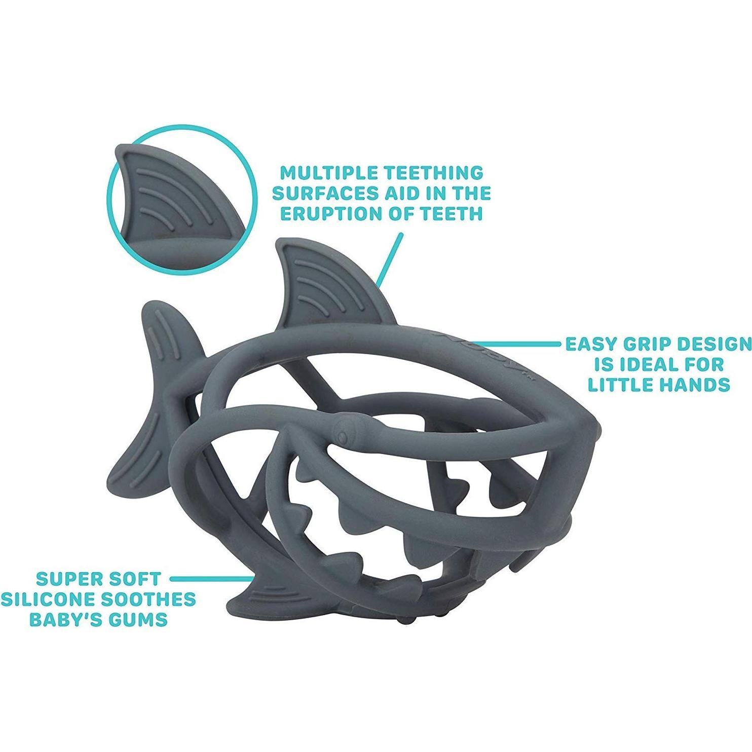 Mordedor Nuby Chewy Chums Silicona Tiburón 3M+ 81.9g