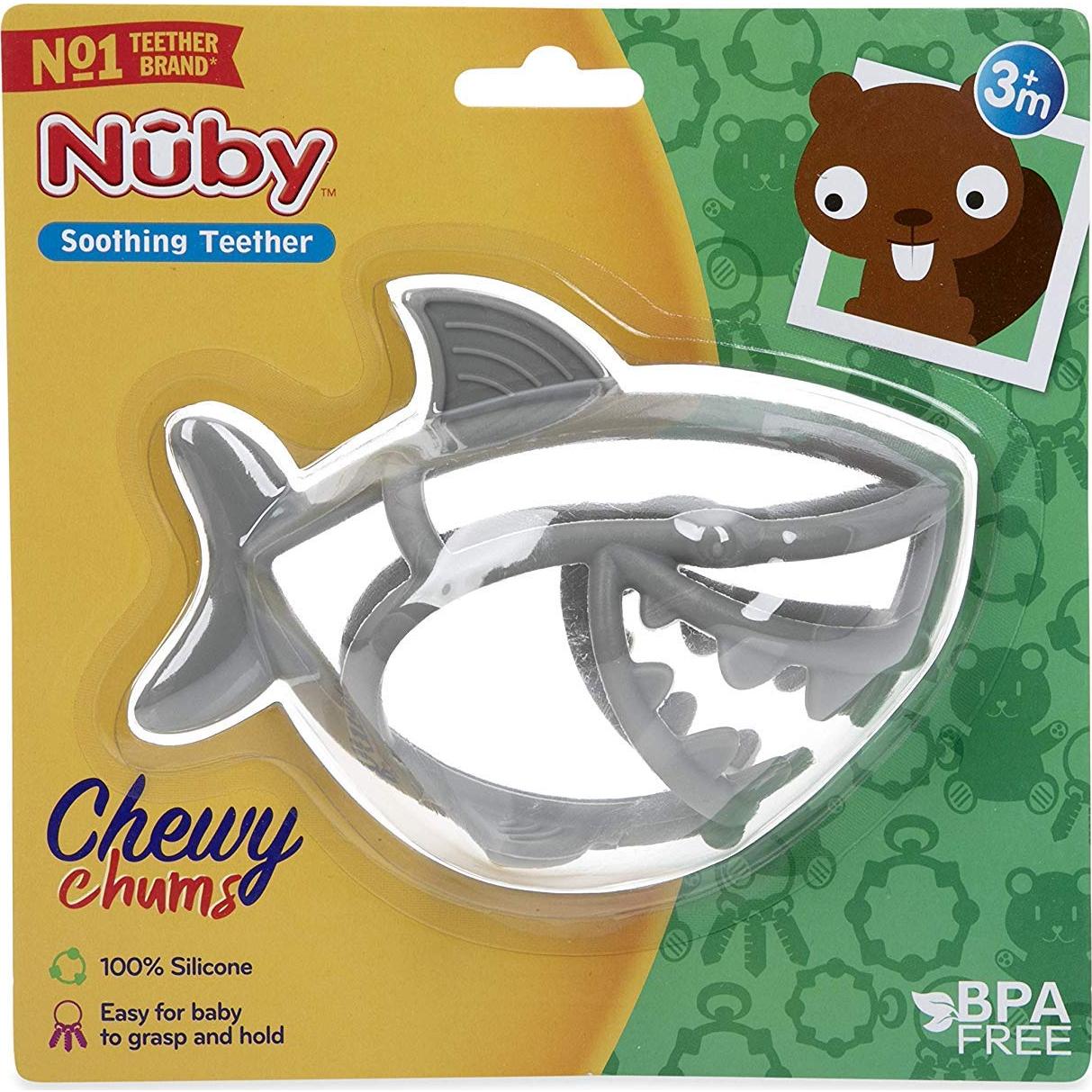 Mordedor Nuby Chewy Chums Silicona Tiburón 3M+ 81.9g