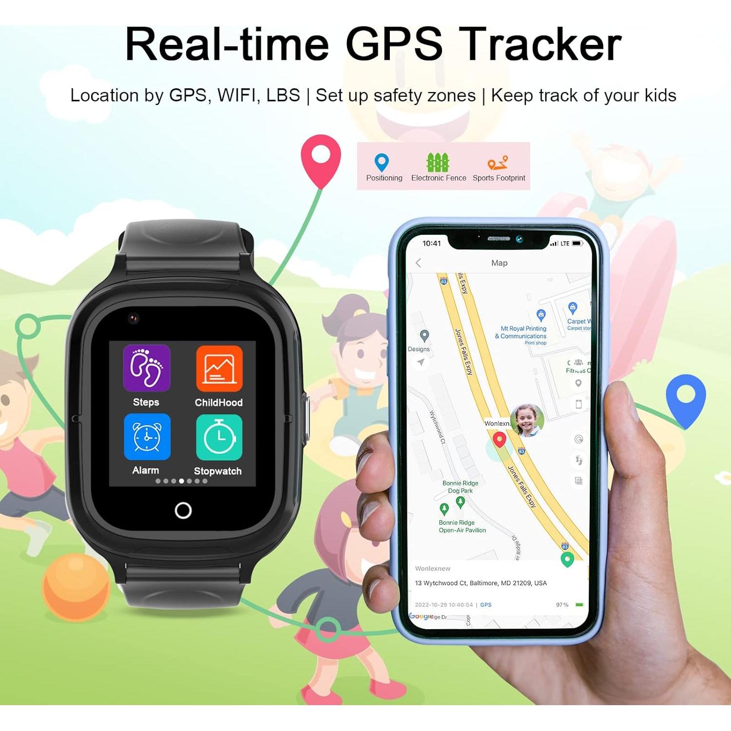 Reloj Inteligente 4G para Niños Wonlex KT23 Negro GPS
