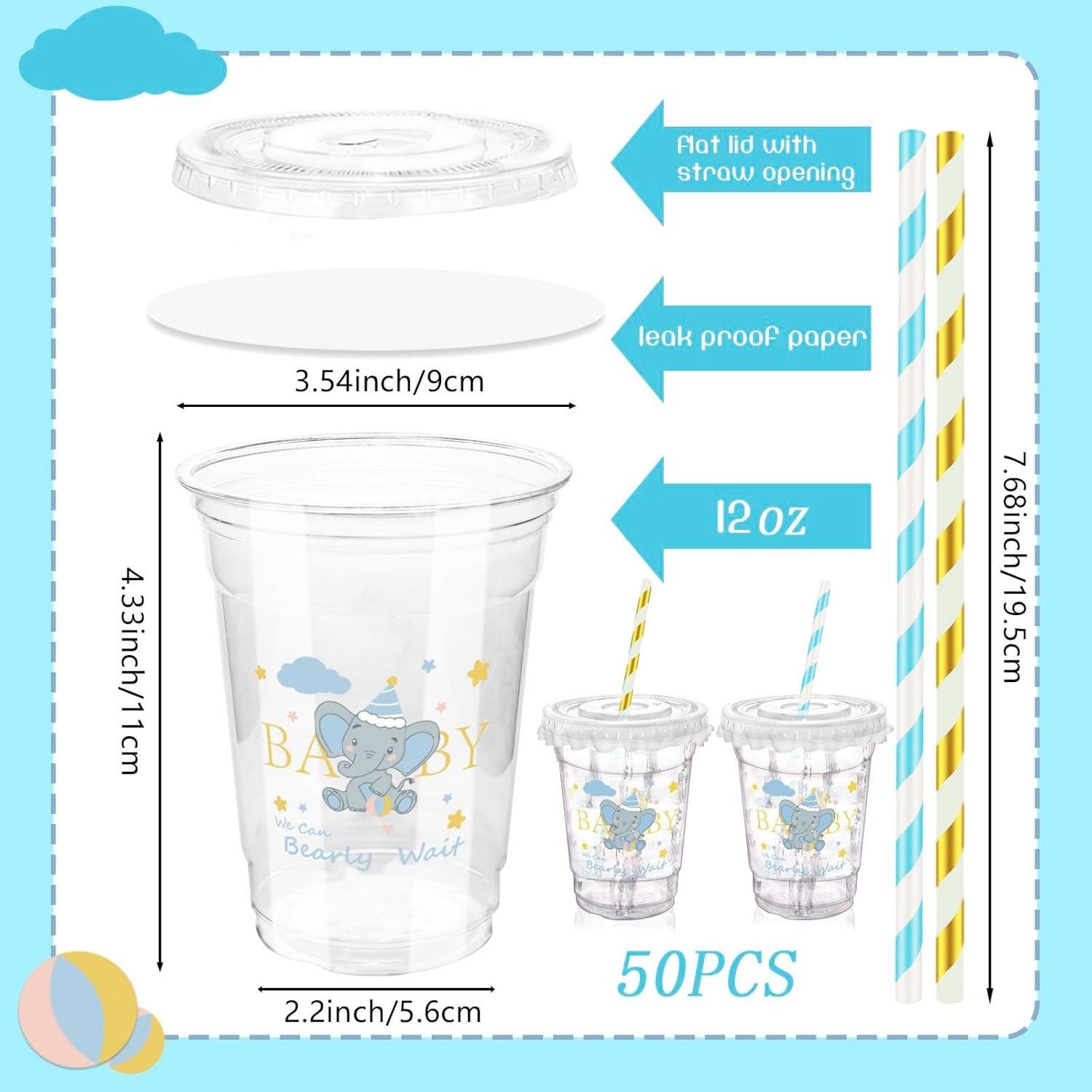 Vasos de Plástico Desechables Xuelimei 12 oz 50 Piezas Azul