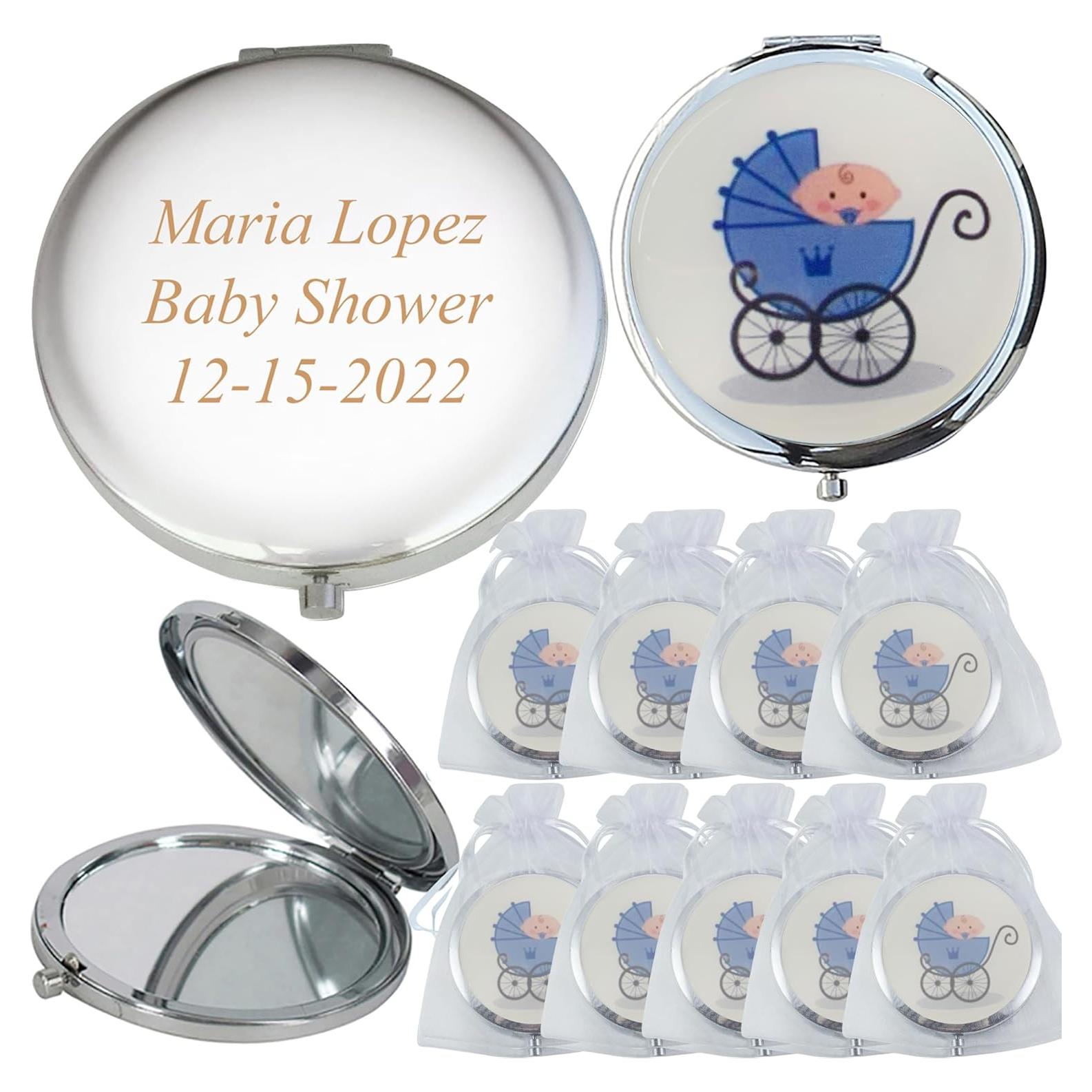 Espejos Compactos Personalizados CH para Baby Shower 12pcs Azul