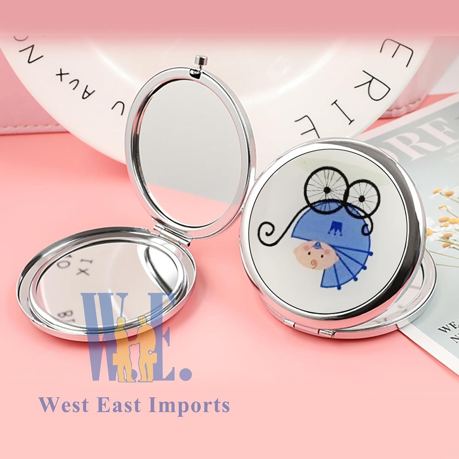 Espejos Compactos Personalizados CH para Baby Shower 12pcs Azul