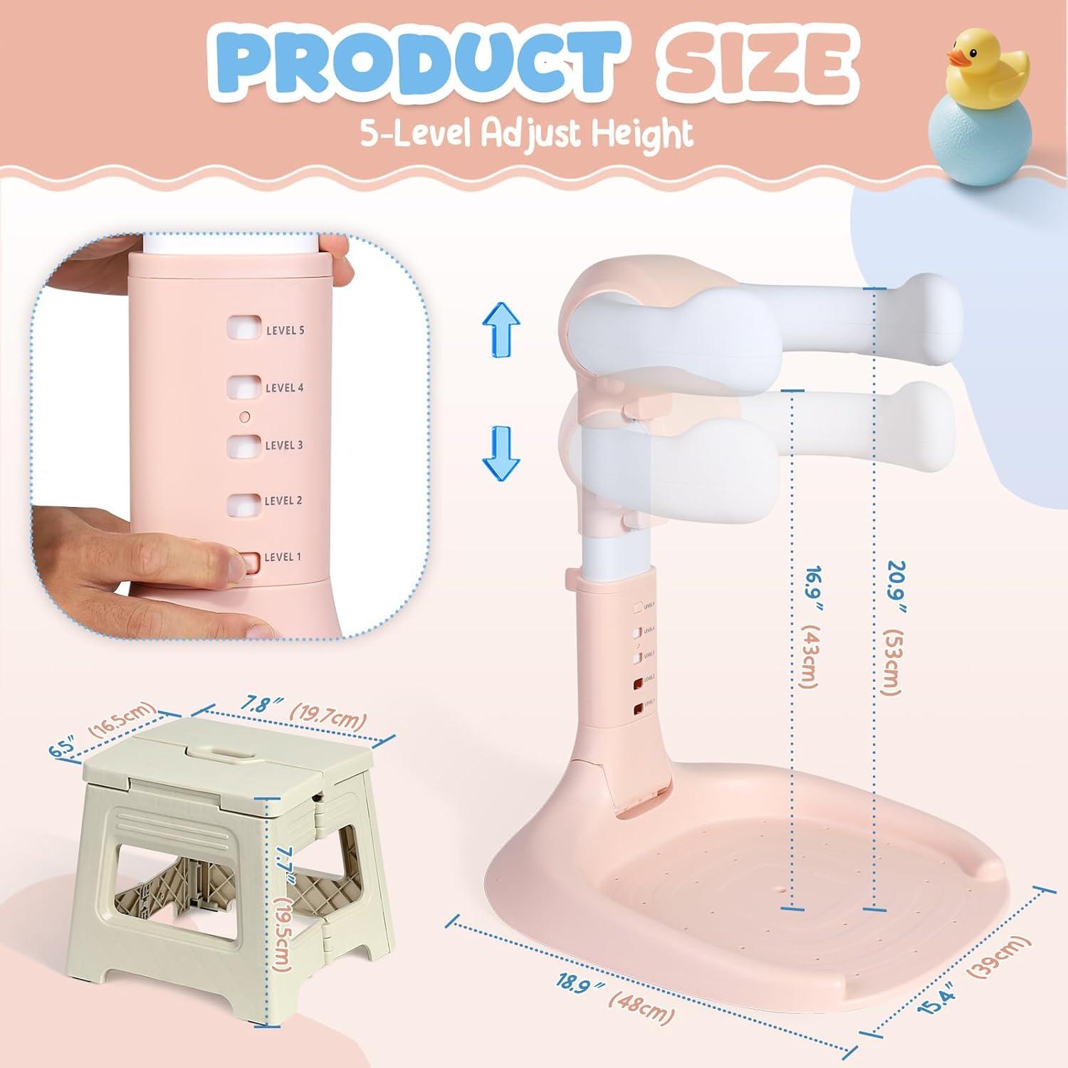 Soporte de Ducha para Bebé Orzbow Rosa con Silla Plegable