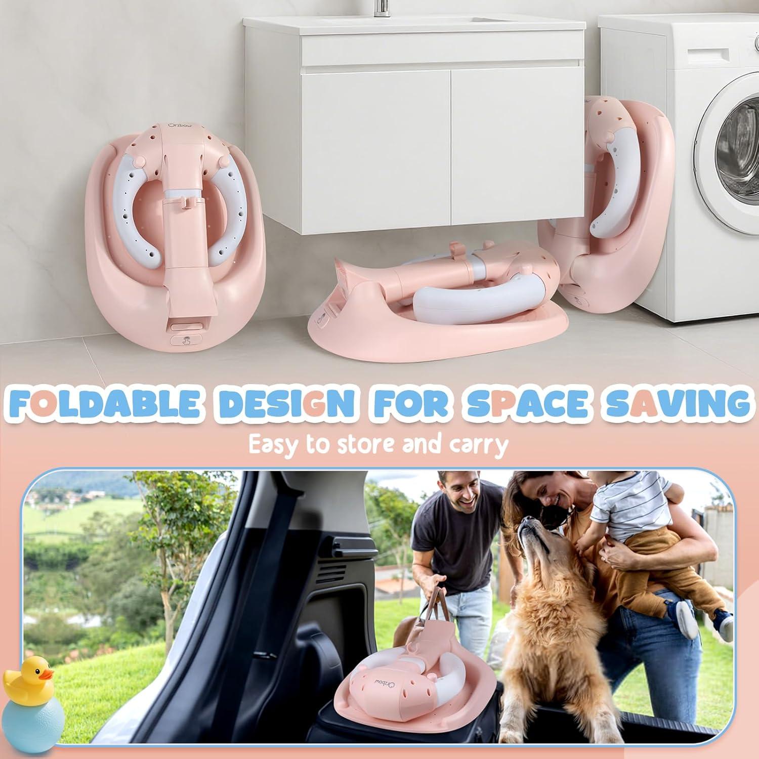 Soporte de Ducha para Bebé Orzbow Rosa con Silla Plegable