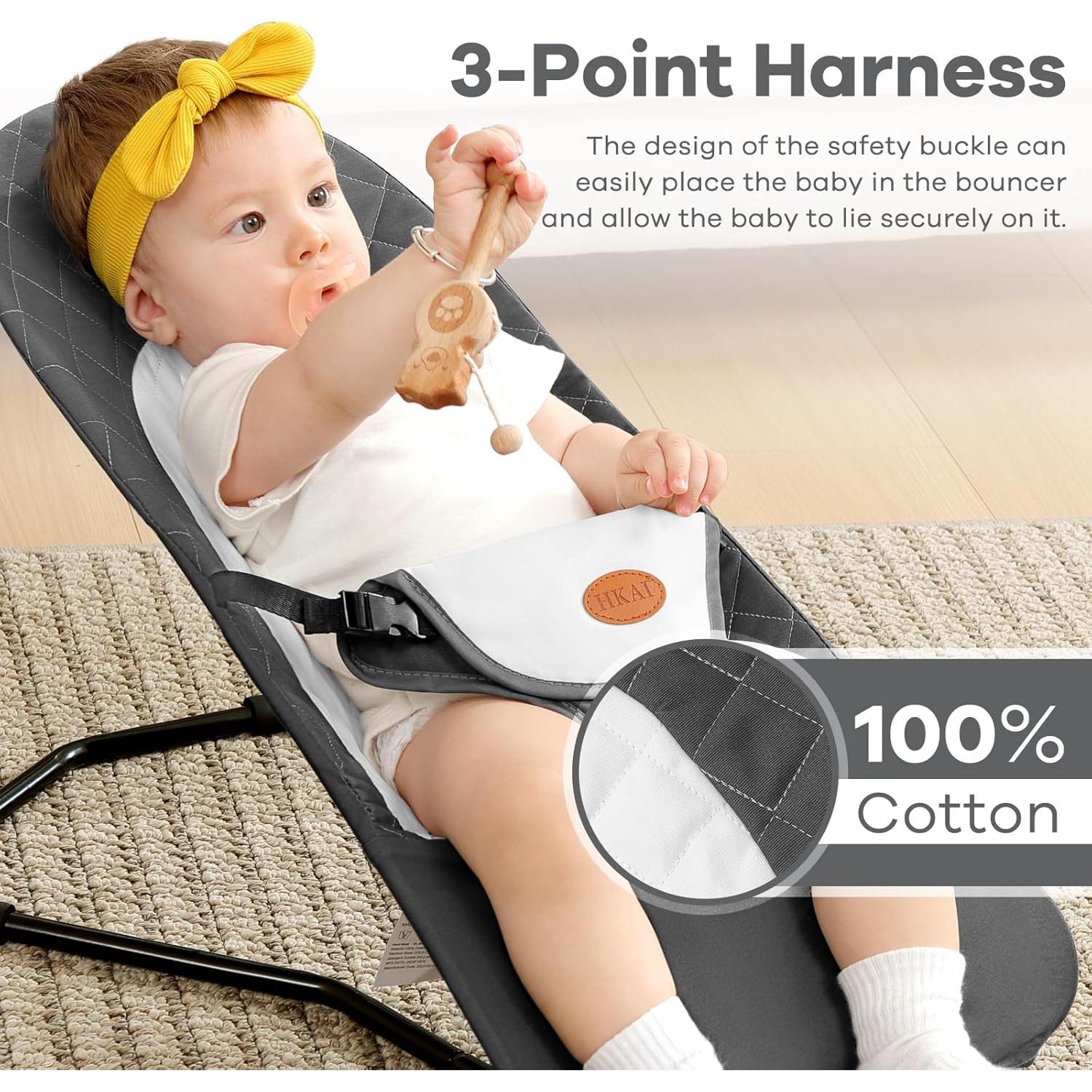 Balancín para Bebés HKAI Gris Oscuro, 100% Algodón, Plegable