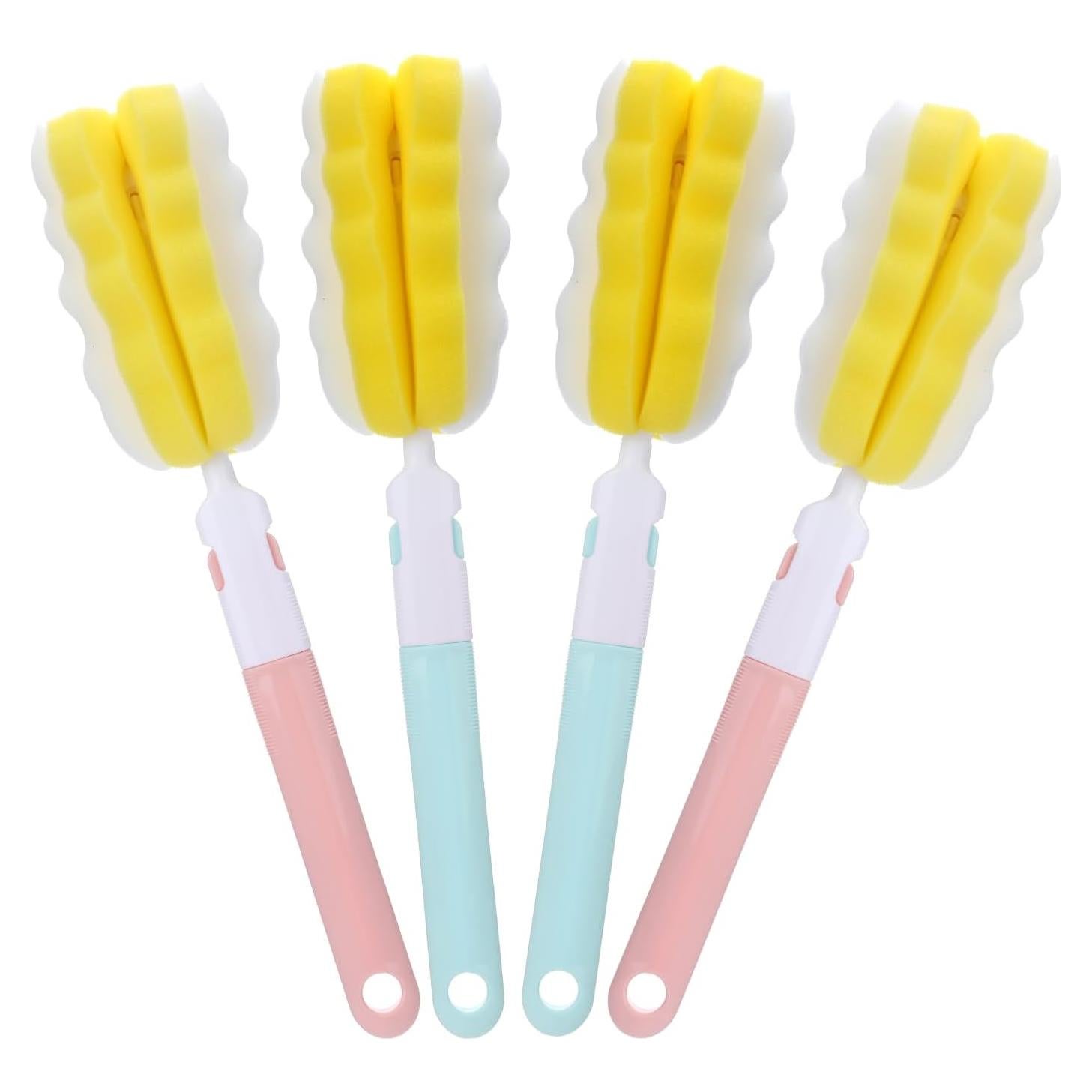 4 Cepillos Limpiadores de Botellas Maahongh con Mango Largo