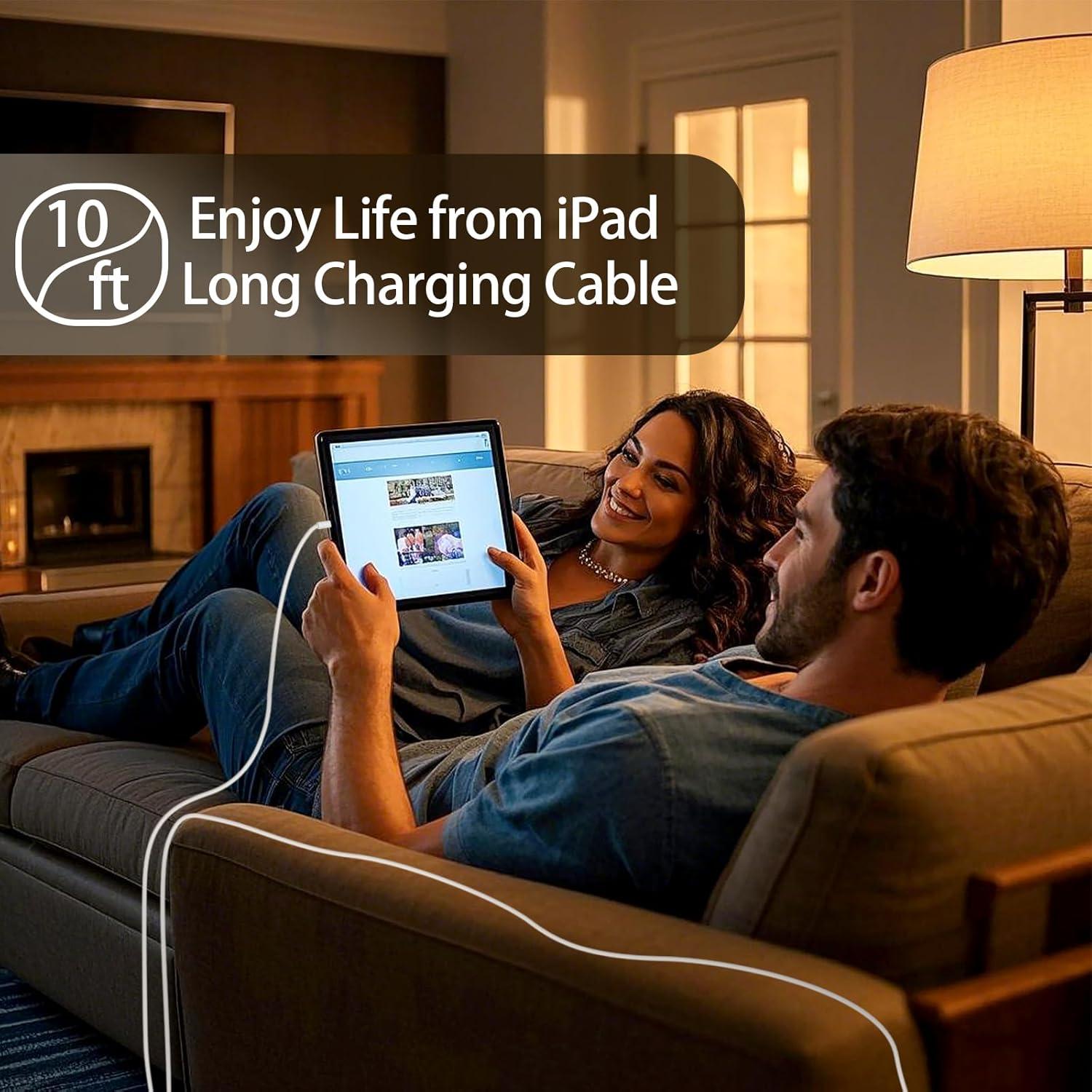 Cargador Rápido USB-C 20W + Cable 10 pies para iPad