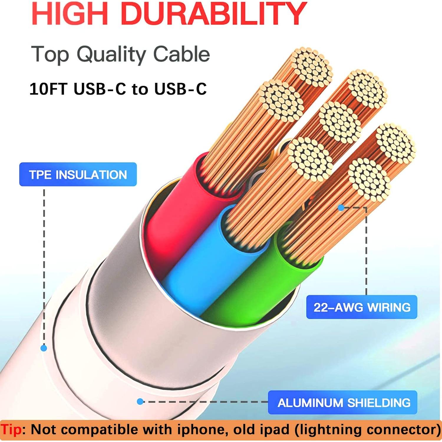 Cargador Rápido USB-C 20W + Cable 10 pies para iPad