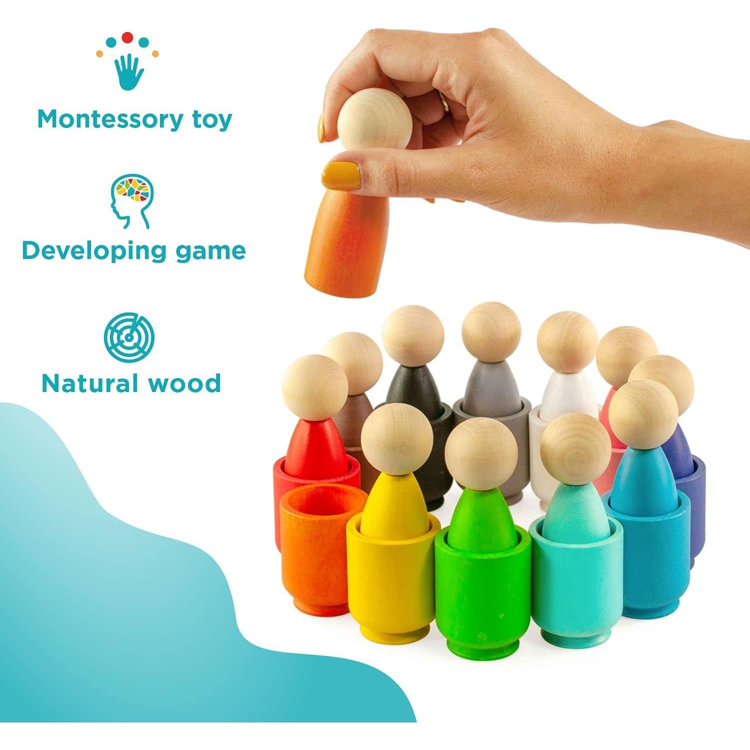 Muñecos de Madera Ulanik 12 Piezas 8.5 cm Montessori