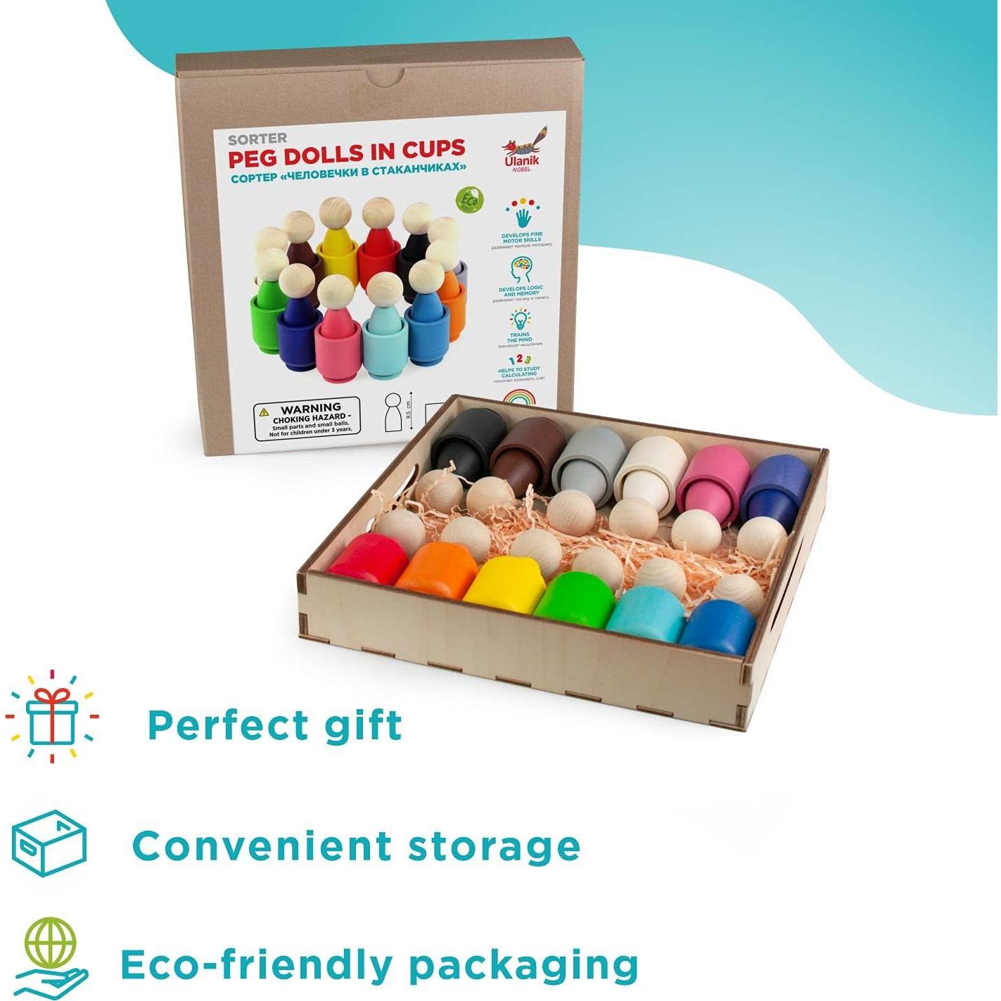 Muñecos de Madera Ulanik 12 Piezas 8.5 cm Montessori