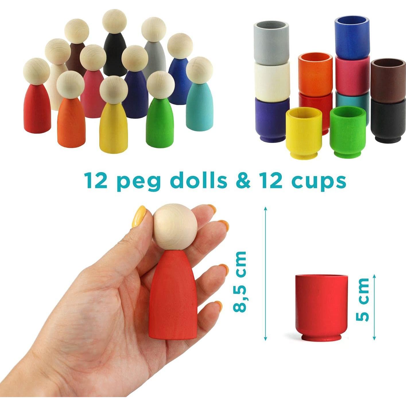 Muñecos de Madera Ulanik 12 Piezas 8.5 cm Montessori