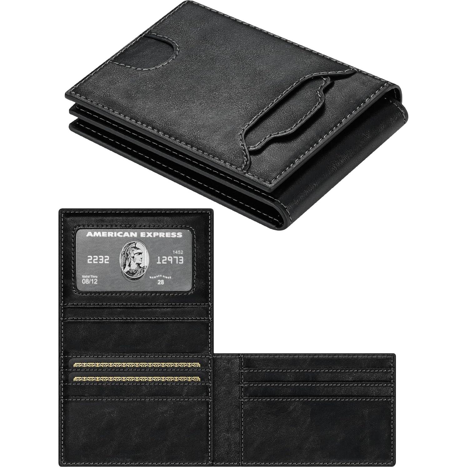 Cartera Slim de Cuero Furid para Hombres - RFID, Bifold, Sable