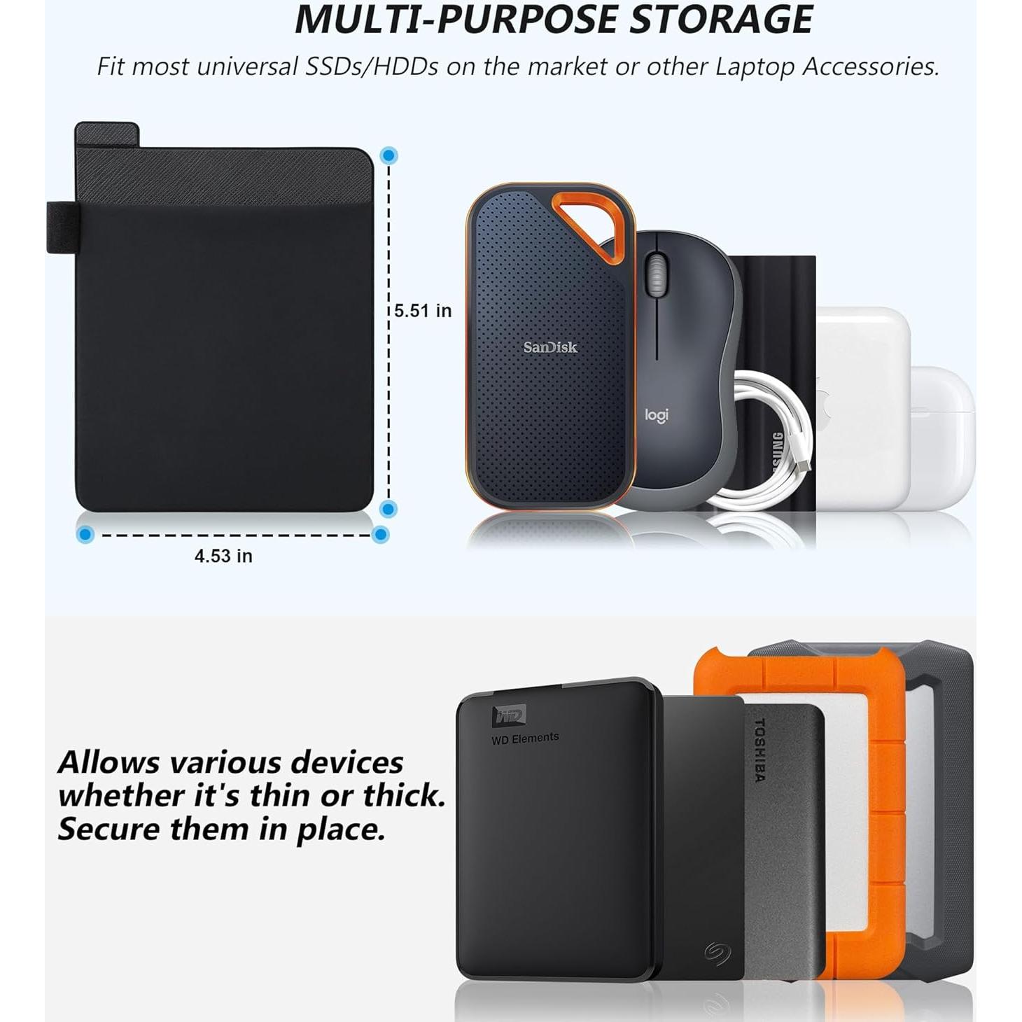 Funda Adhesiva para SSD Lacdo - Soporte Portátil Negro