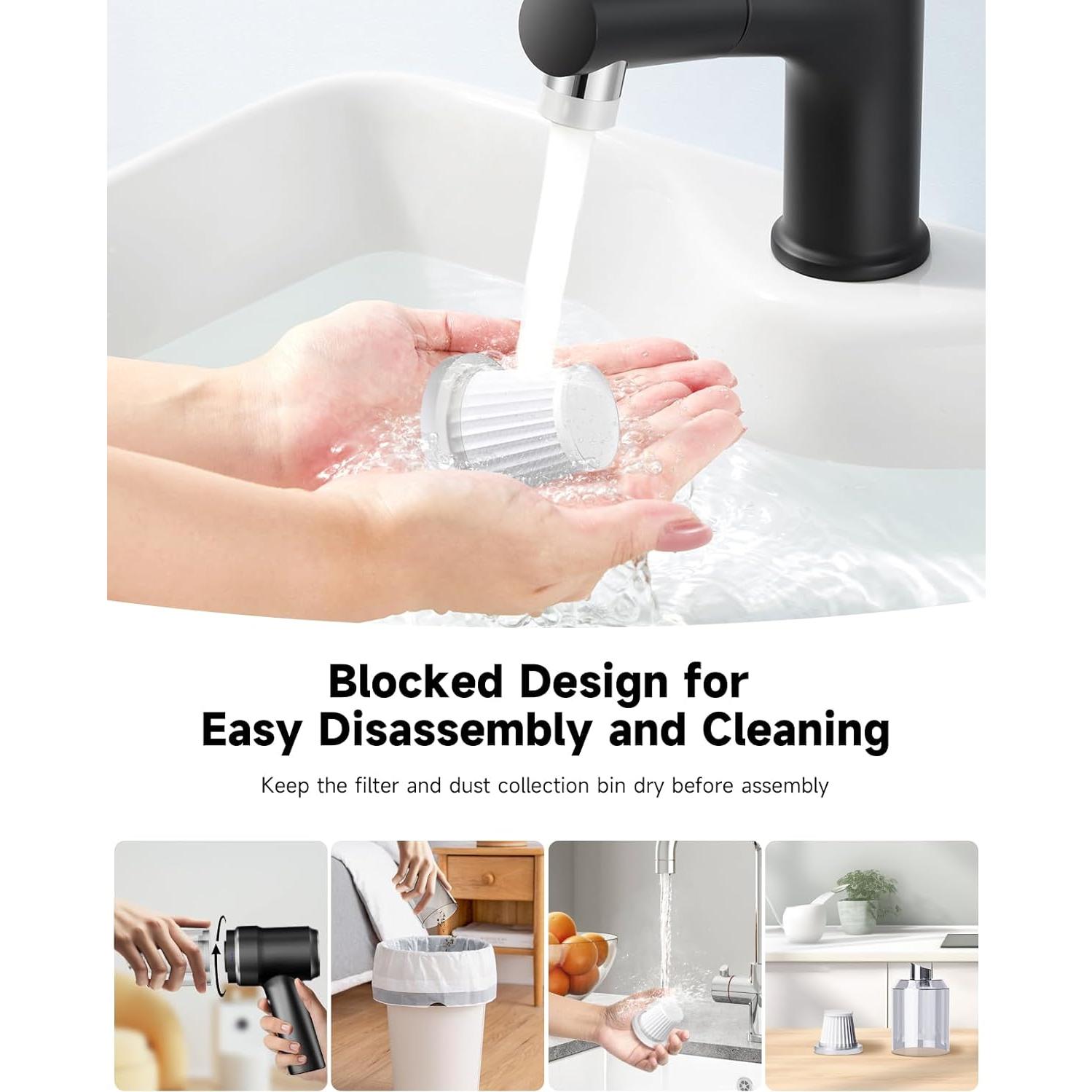 Aspiradora de Mano Inalámbrica ArCodivei 120W 15000Pa con Luz LED