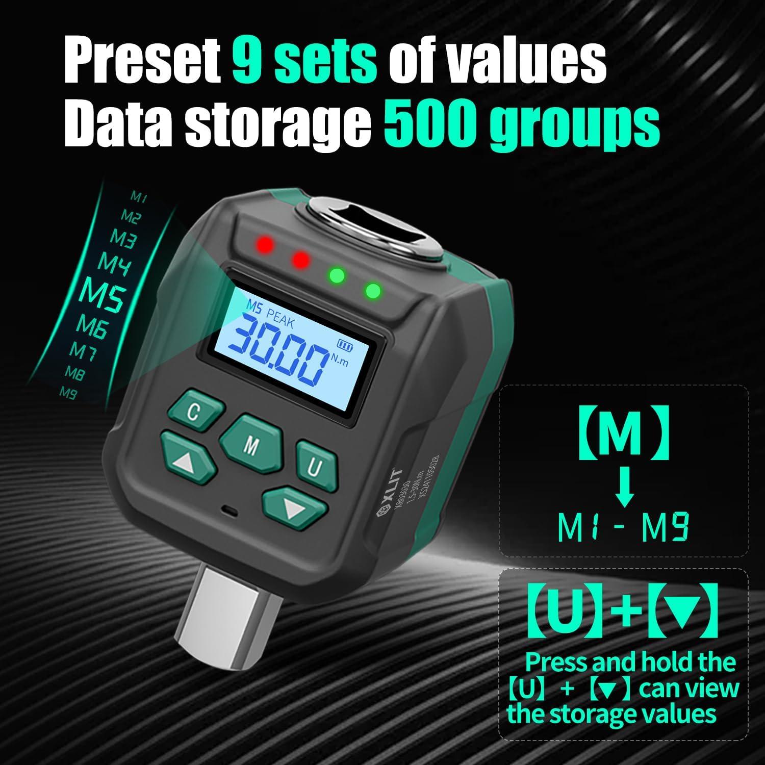 Adaptador de Par Digital XLIT 1/2" - Precisión ±2% 1-30 Nm